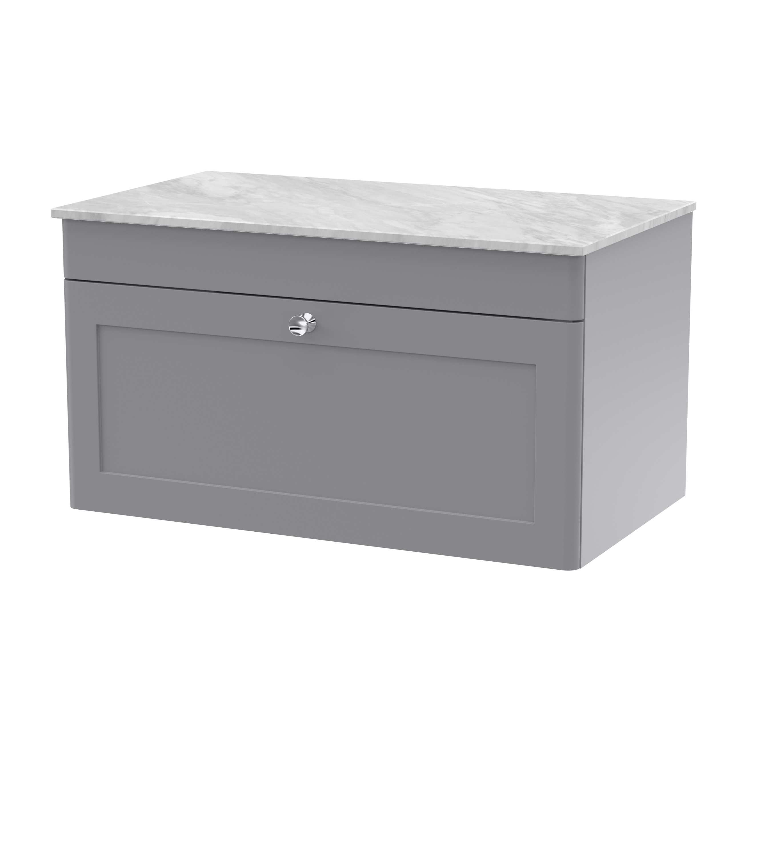 Nuie Classique Satin Grey 800mm Wall Hung 2 Door Vanity Unit with Marble Top CLC296GMT