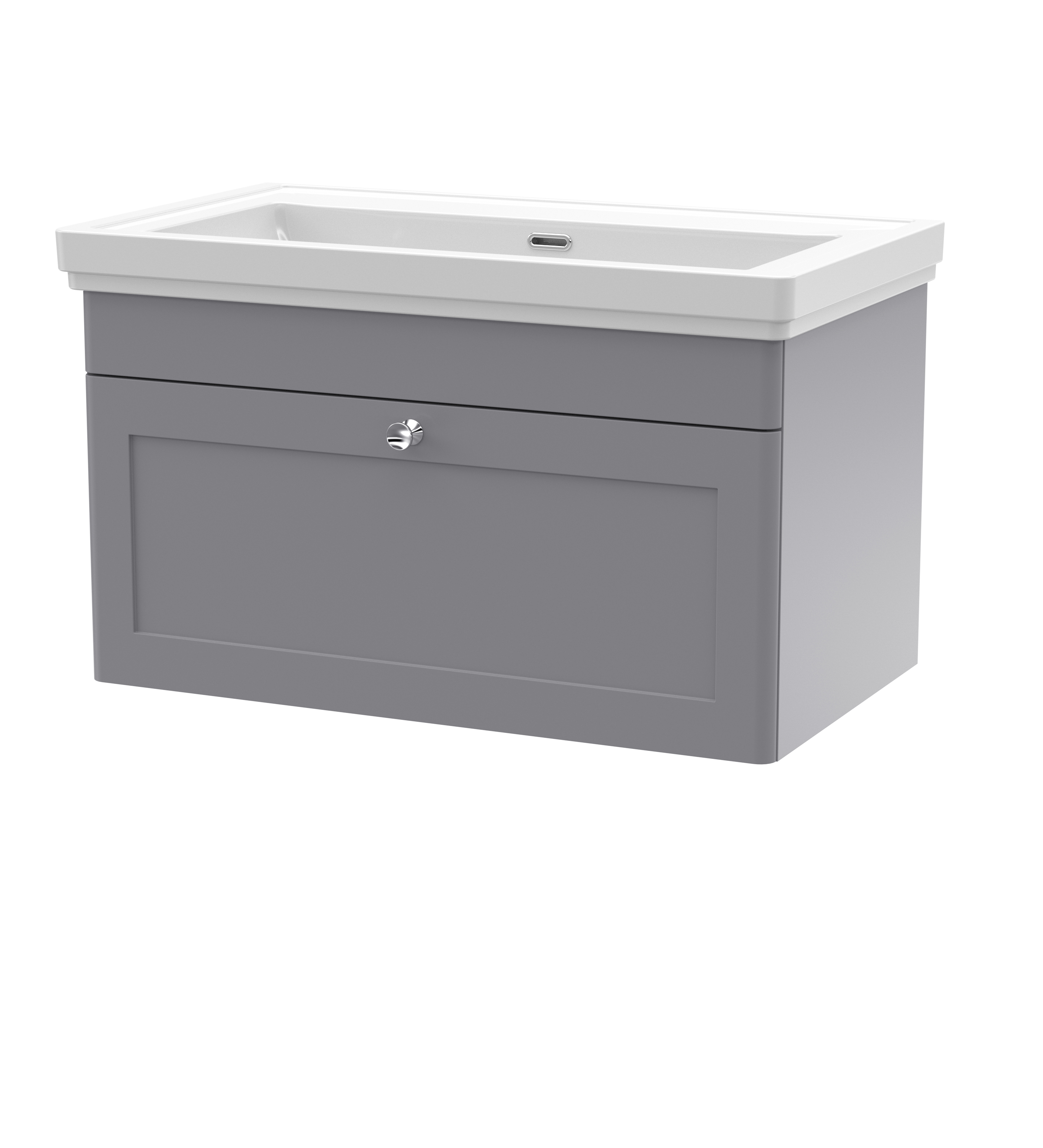 Nuie Classique Satin Grey 800mm Wall Hung 1 Drawer Vanity Unit and Basin 0TH CLC296H