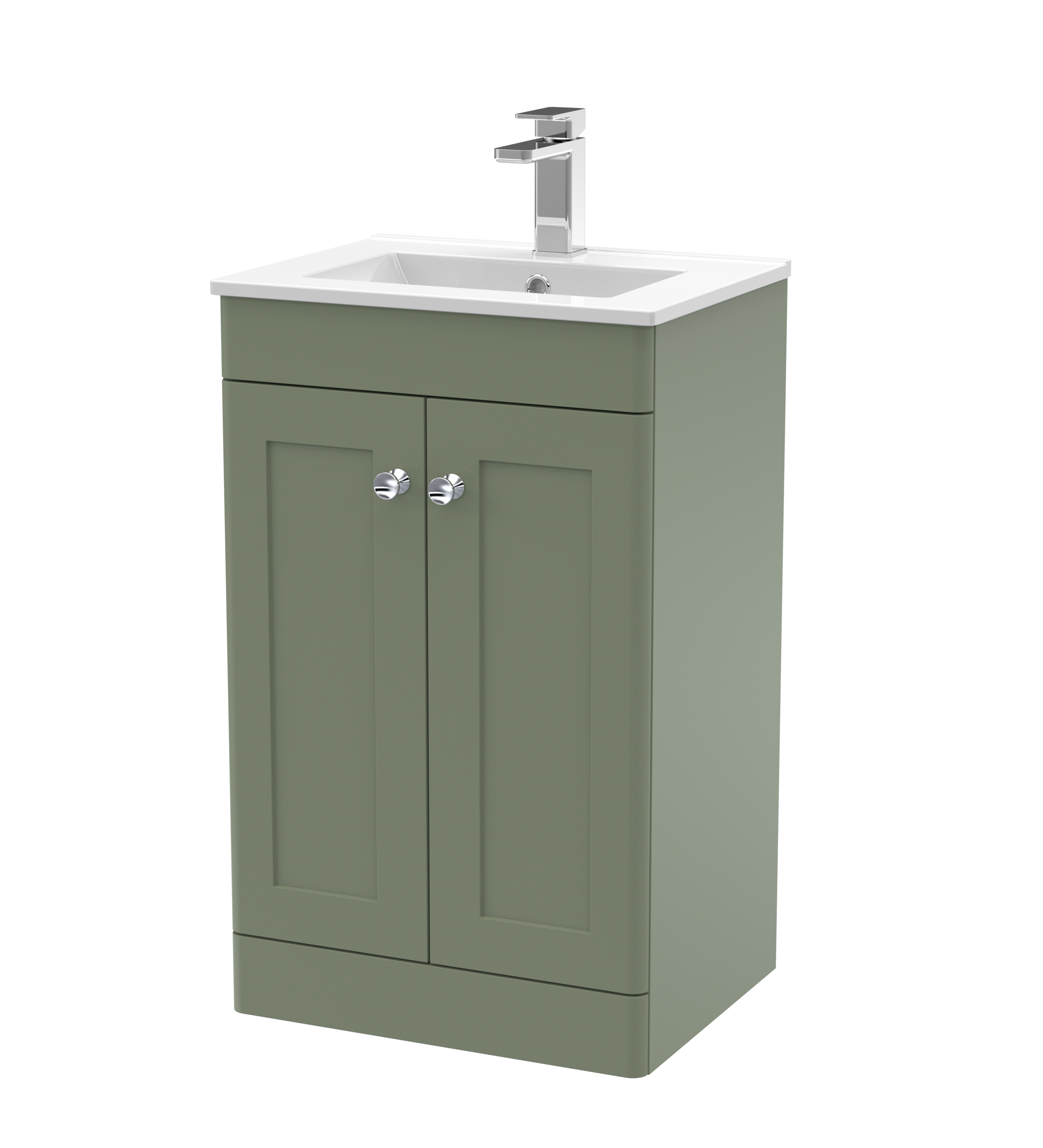 Nuie Classique Satin Green 500mm Floor Standing 2 Door Vanity Unit and Basin CLC823C