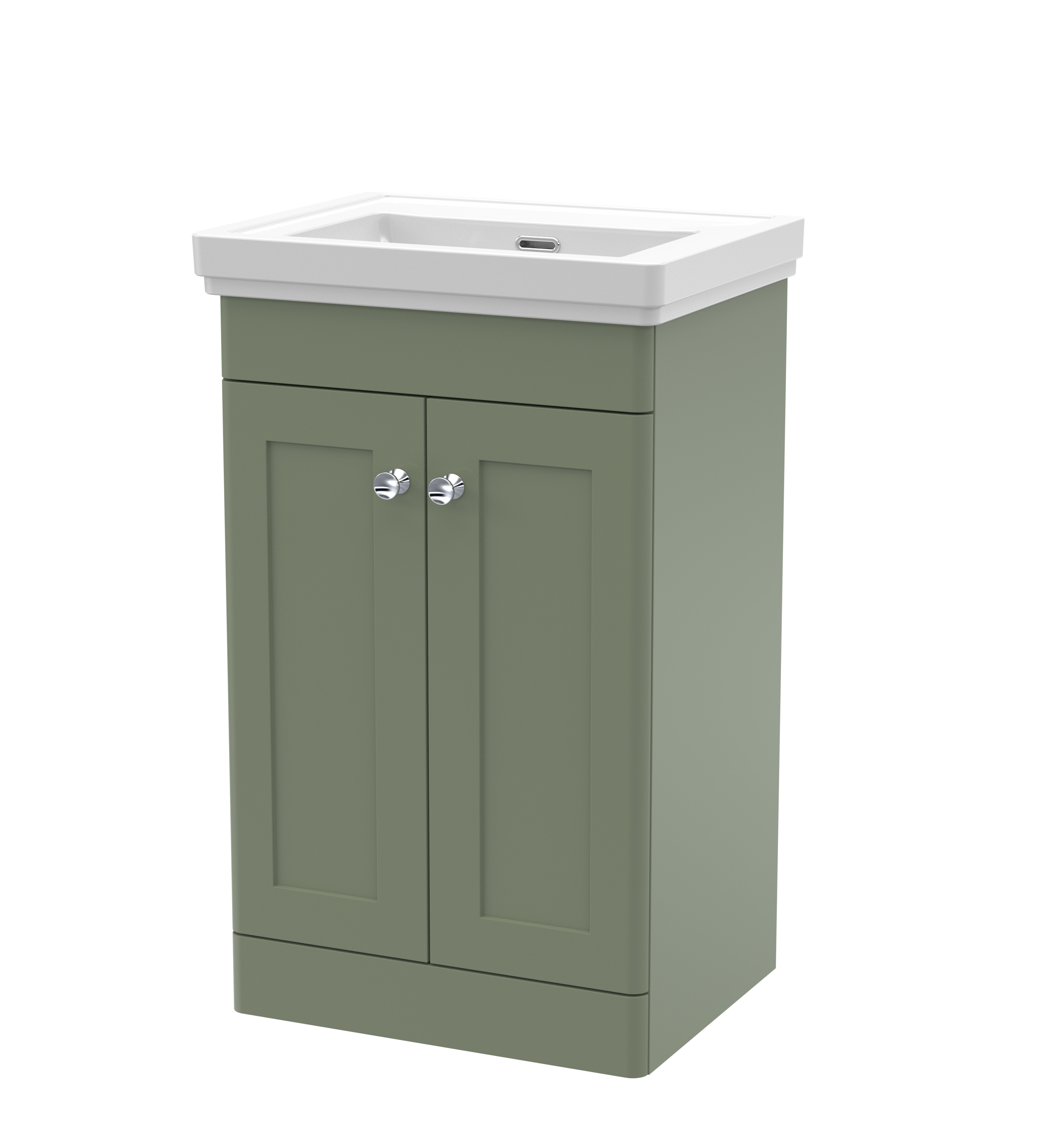 Nuie Classique Satin Green 500mm Floor Standing 2 Door Vanity Unit and Basin 0TH CLC823H