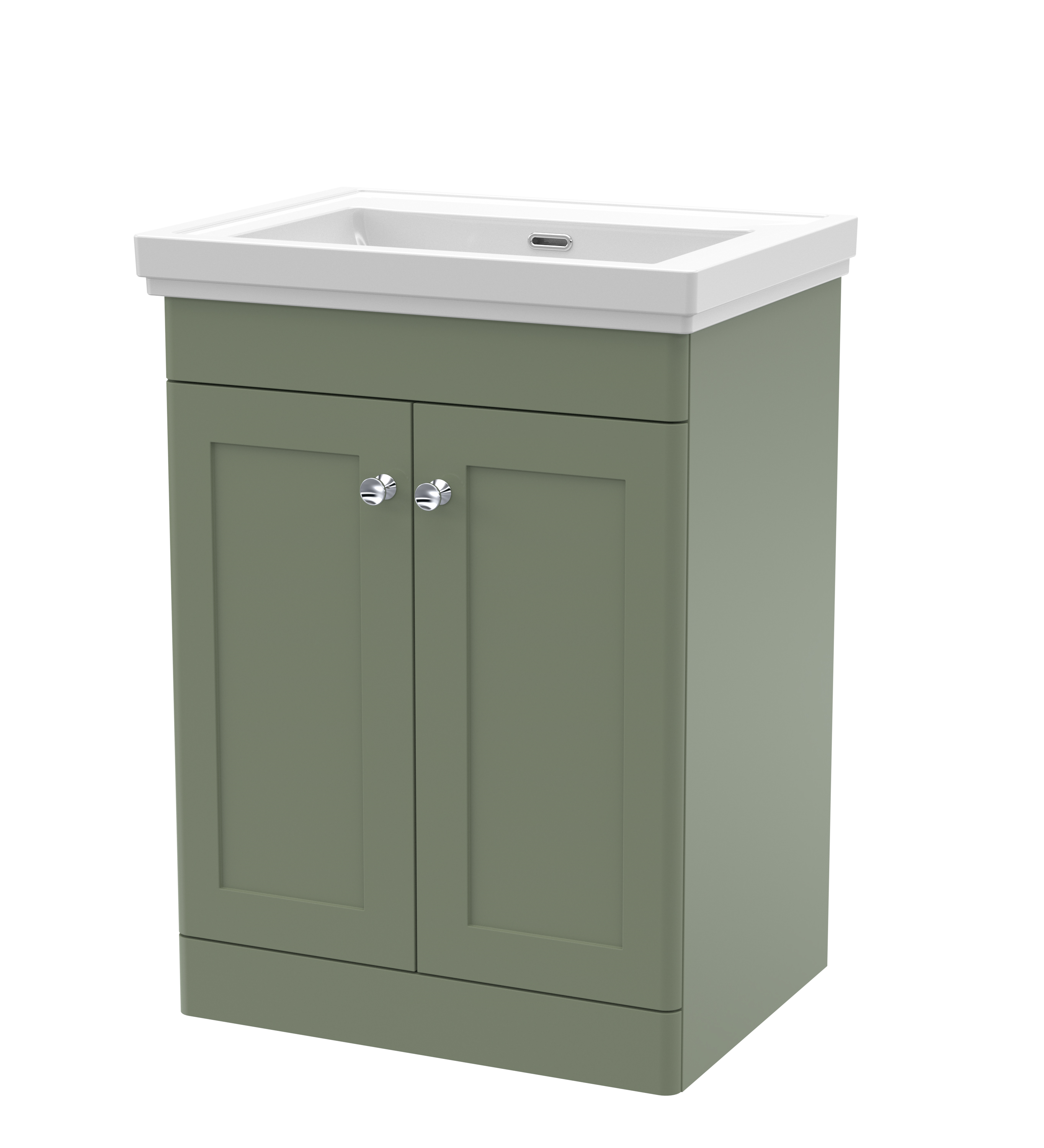 Nuie Classique Satin Green 600mm Floor Standing 2 Door Vanity Unit and Basin 0TH CLC825H