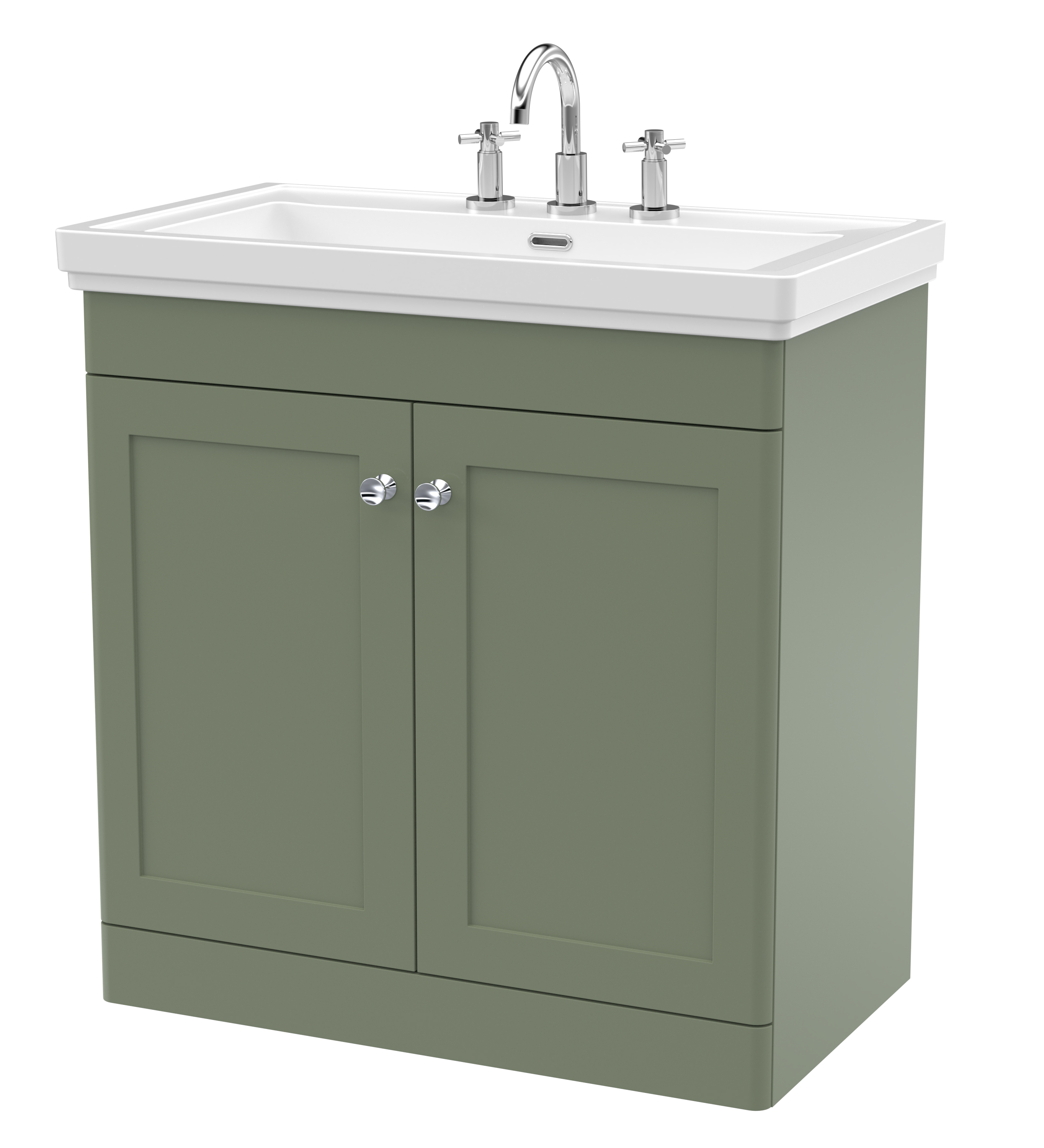 Nuie Classique Satin Green 800mm Floor Standing 2 Door Vanity Unit and Basin 3TH CLC826B