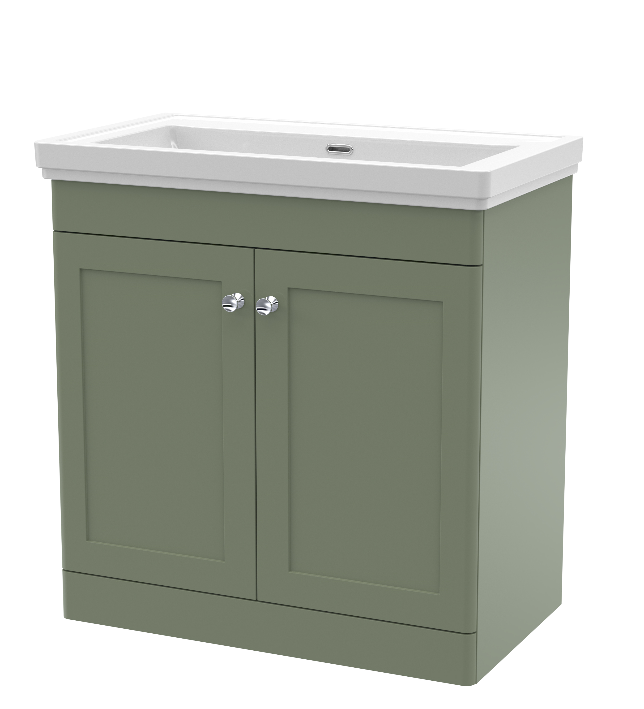 Nuie Classique Satin Green 800mm Floor Standing 2 Door Vanity Unit and Basin 0TH CLC826H