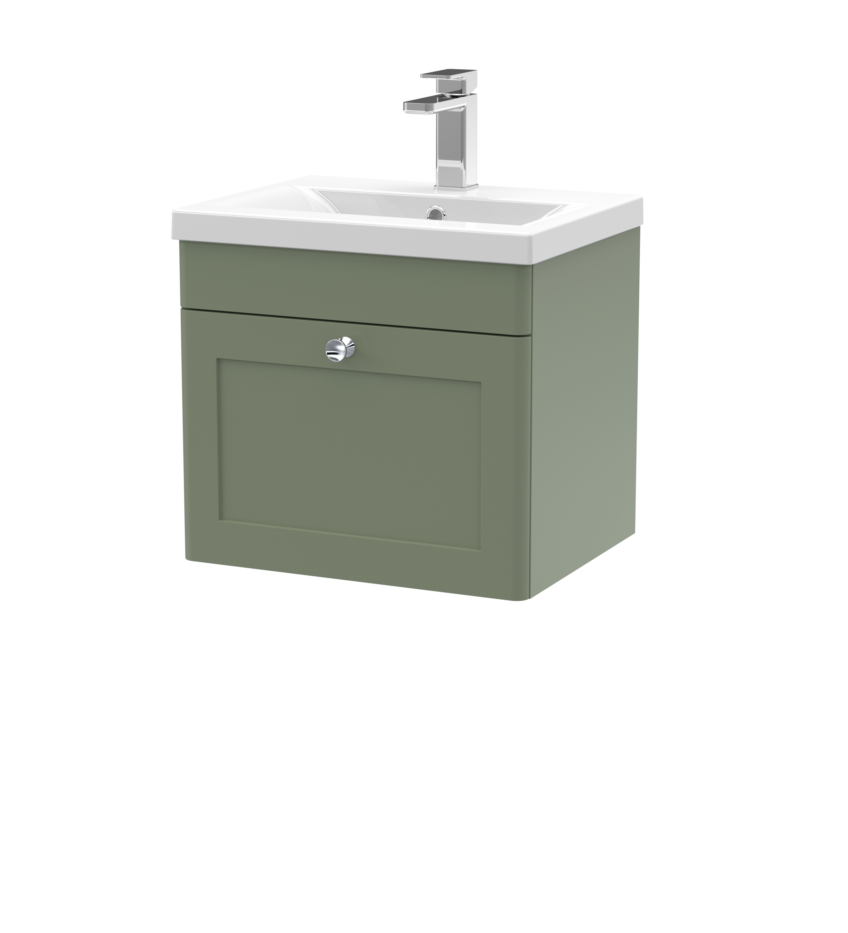 Nuie Classique Satin Green 500mm Wall Hung 1 Drawer Vanity Unit and Basin CLC891D