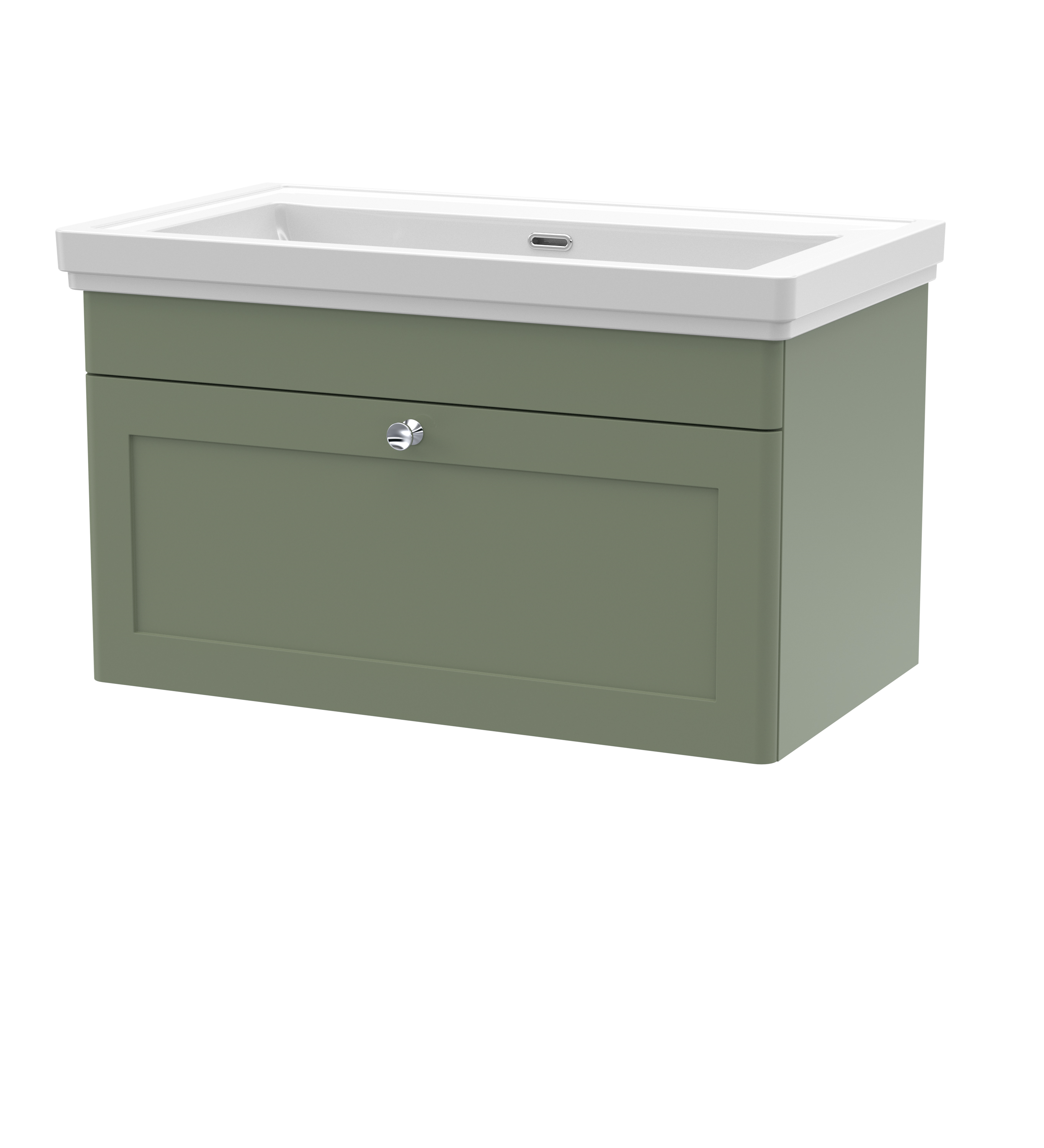 Nuie Classique Satin Green 800mm Wall Hung 1 Drawer Vanity Unit and Basin 0TH CLC896H