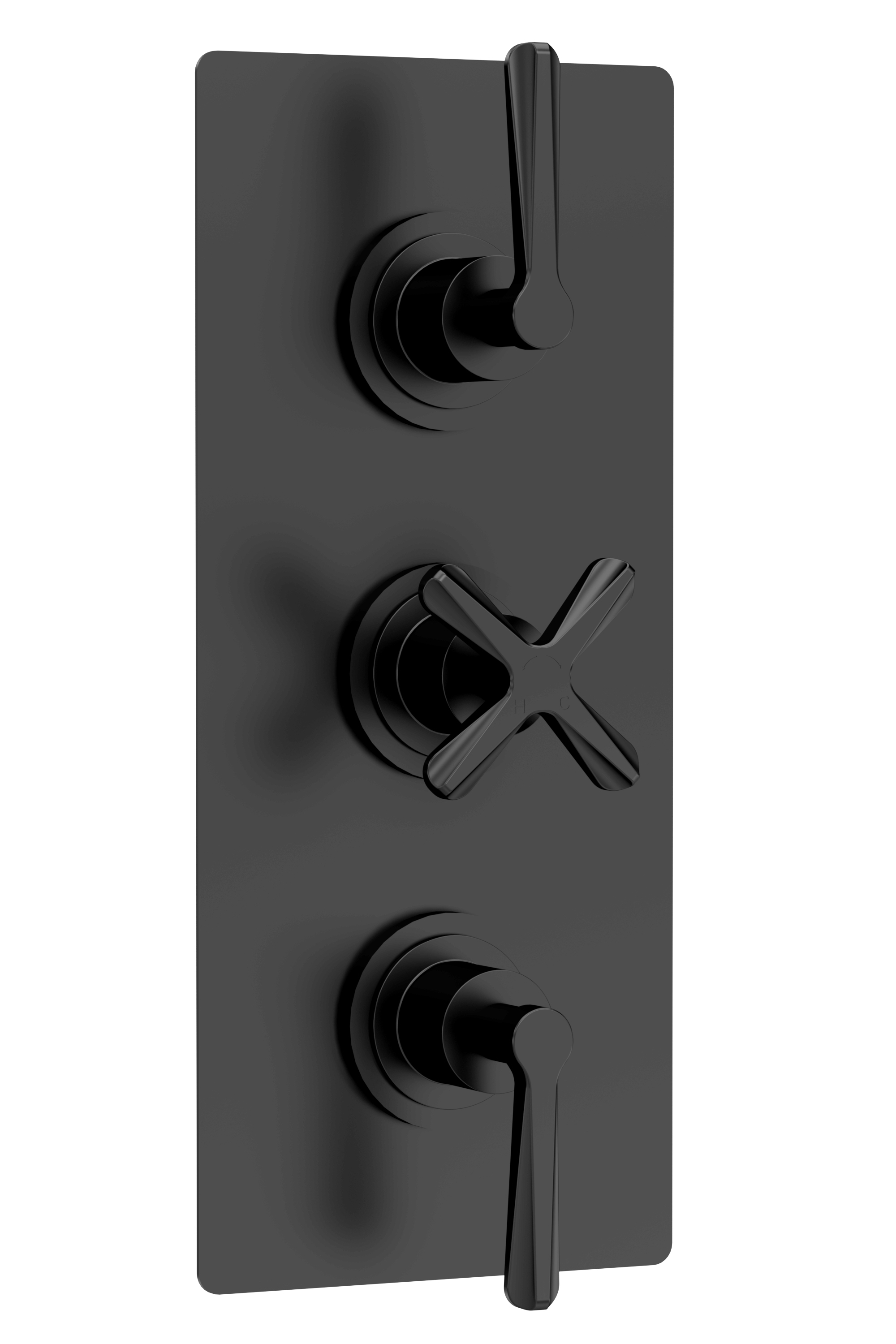 Nuie Aztec Matt Black 3 Outlet Triple Thermostatic Shower Valve with Diverter CLL4023