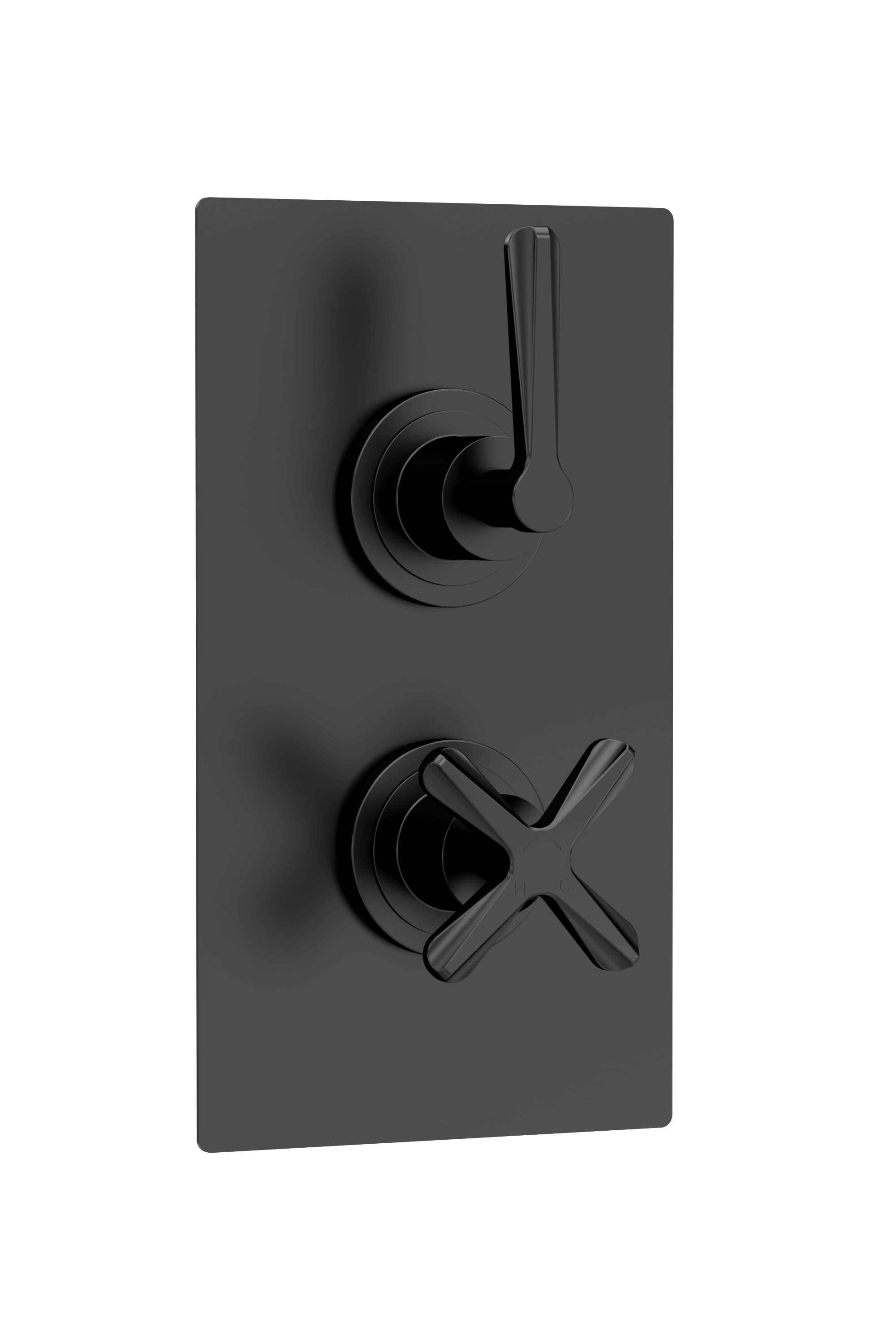 Nuie Aztec Matt Black 2 Outlet Twin Thermostatic Shower Valve with Diverter CLL4207