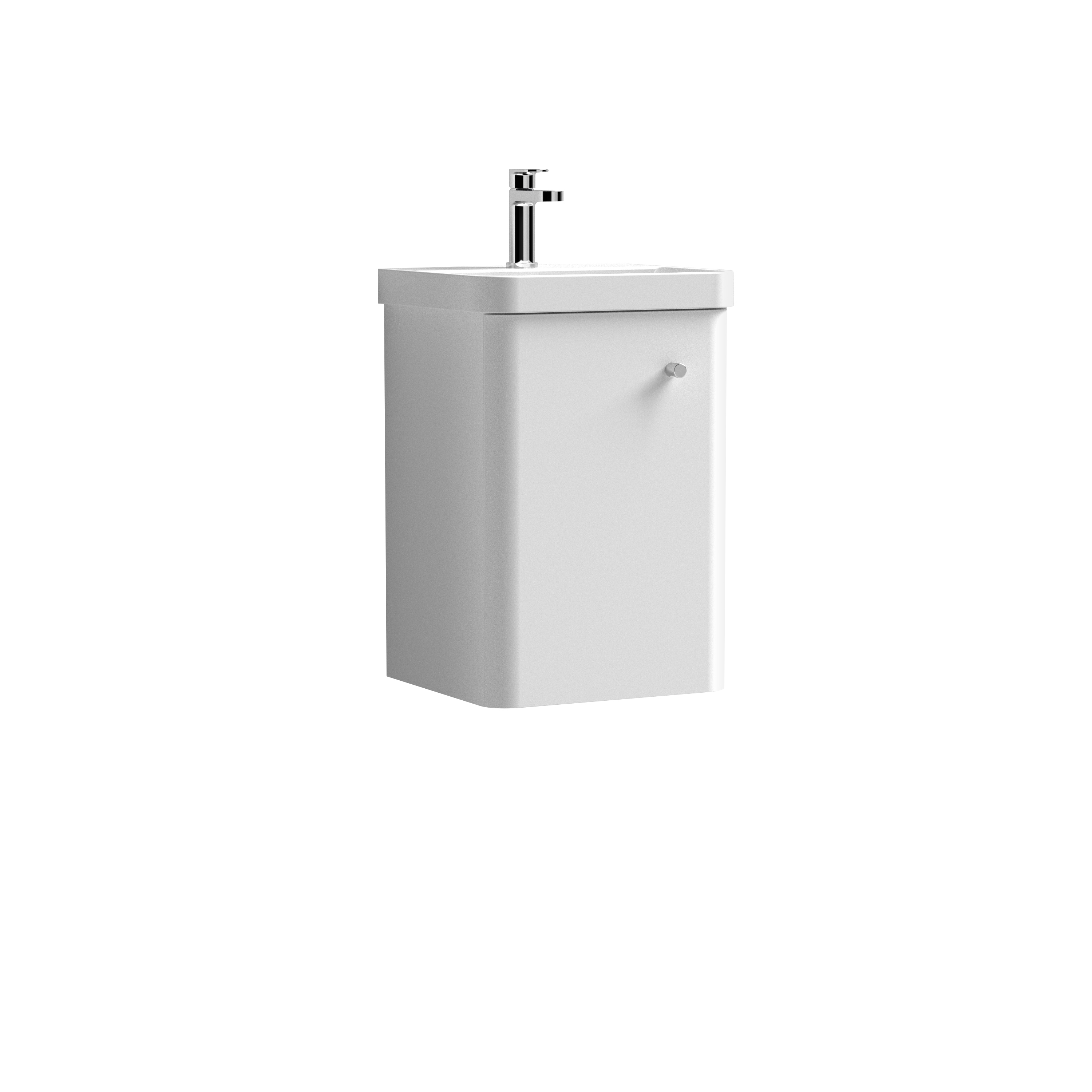 Nuie Core Gloss White 400mm Wall Hung 1 Door Vanity Unit and Basin COR101