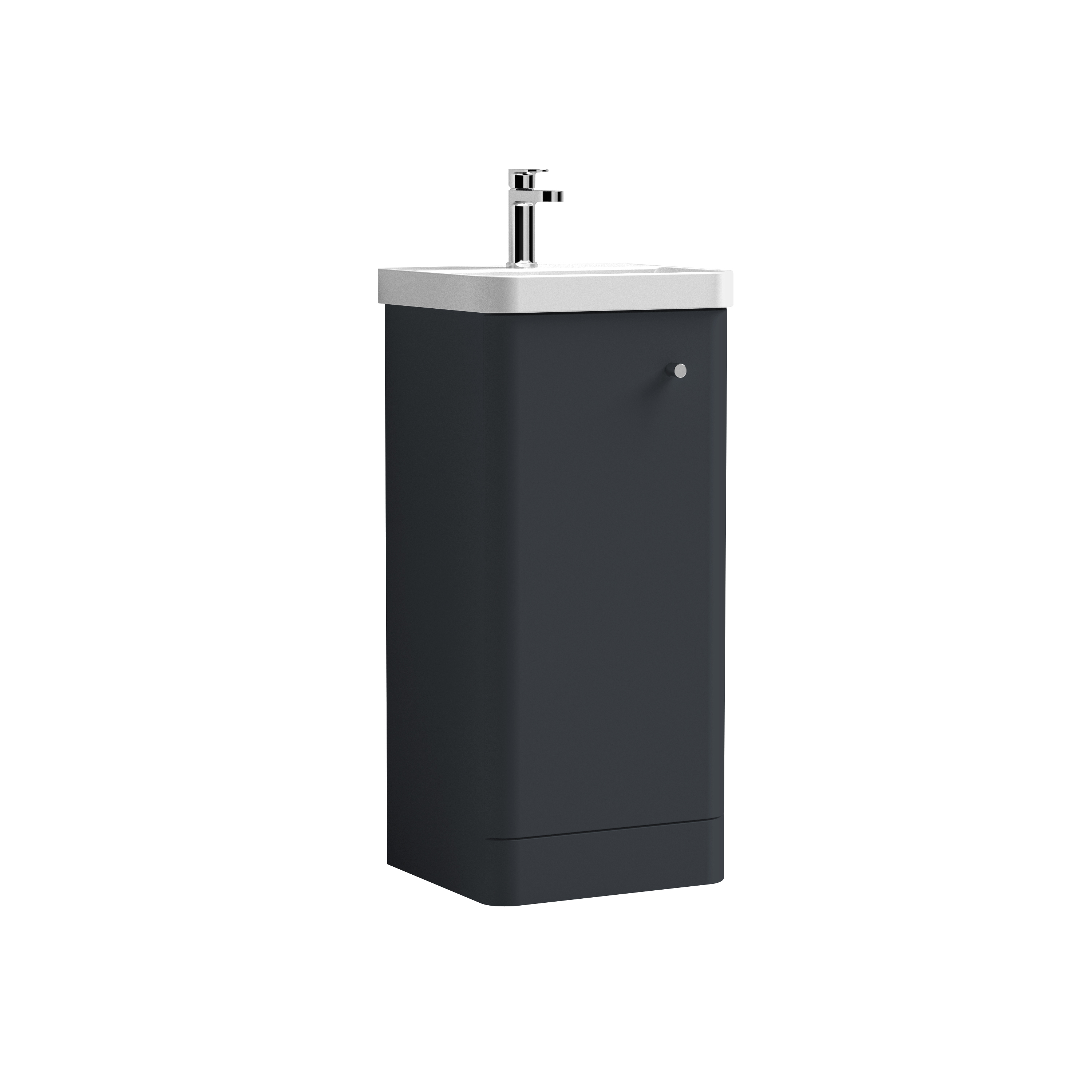 Nuie Core Soft Black 400mm Floor Standing 1 Door Unit and Basin COR1402
