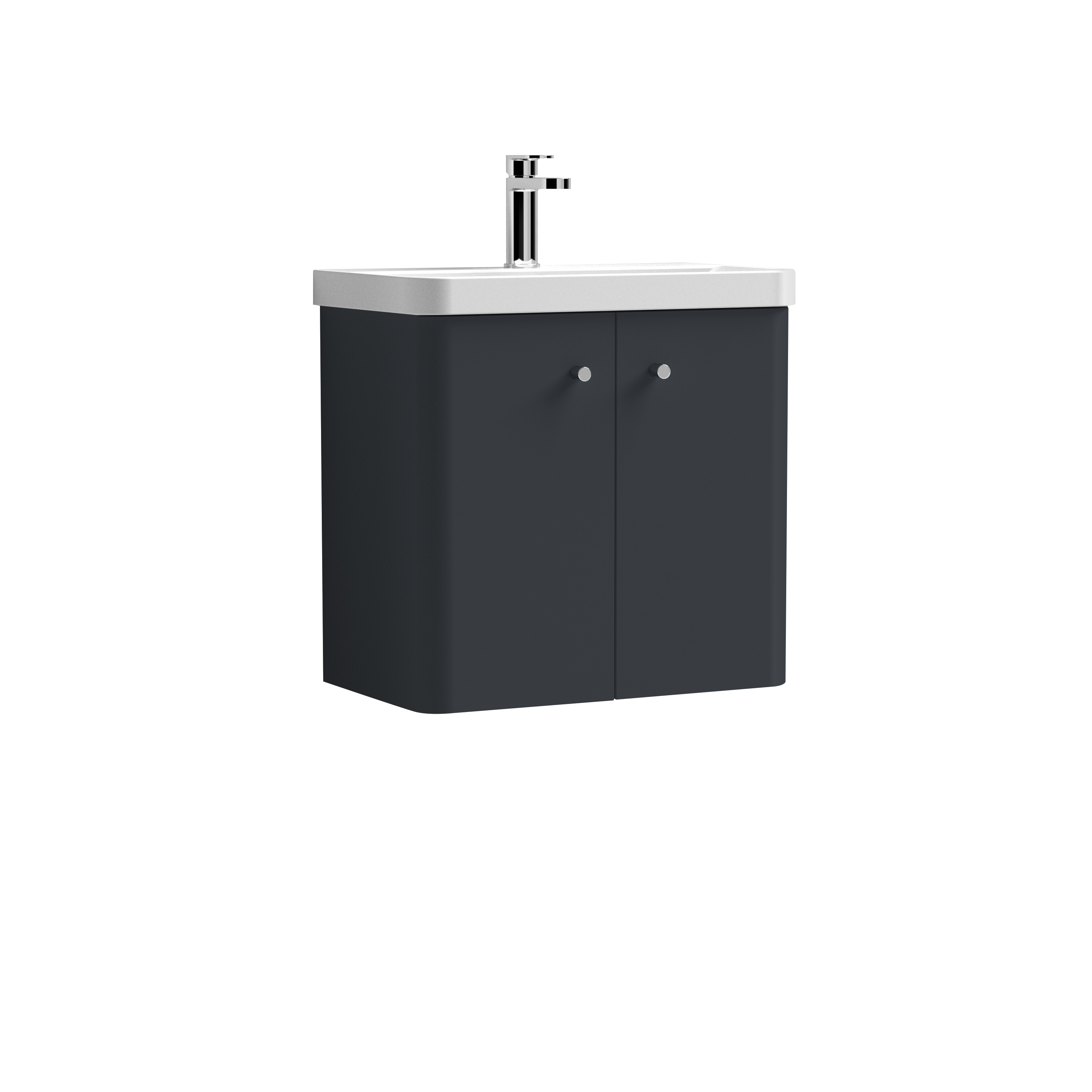 Nuie Core Soft Black 600mm Wall Hung 2 Door Unit and Basin COR1405