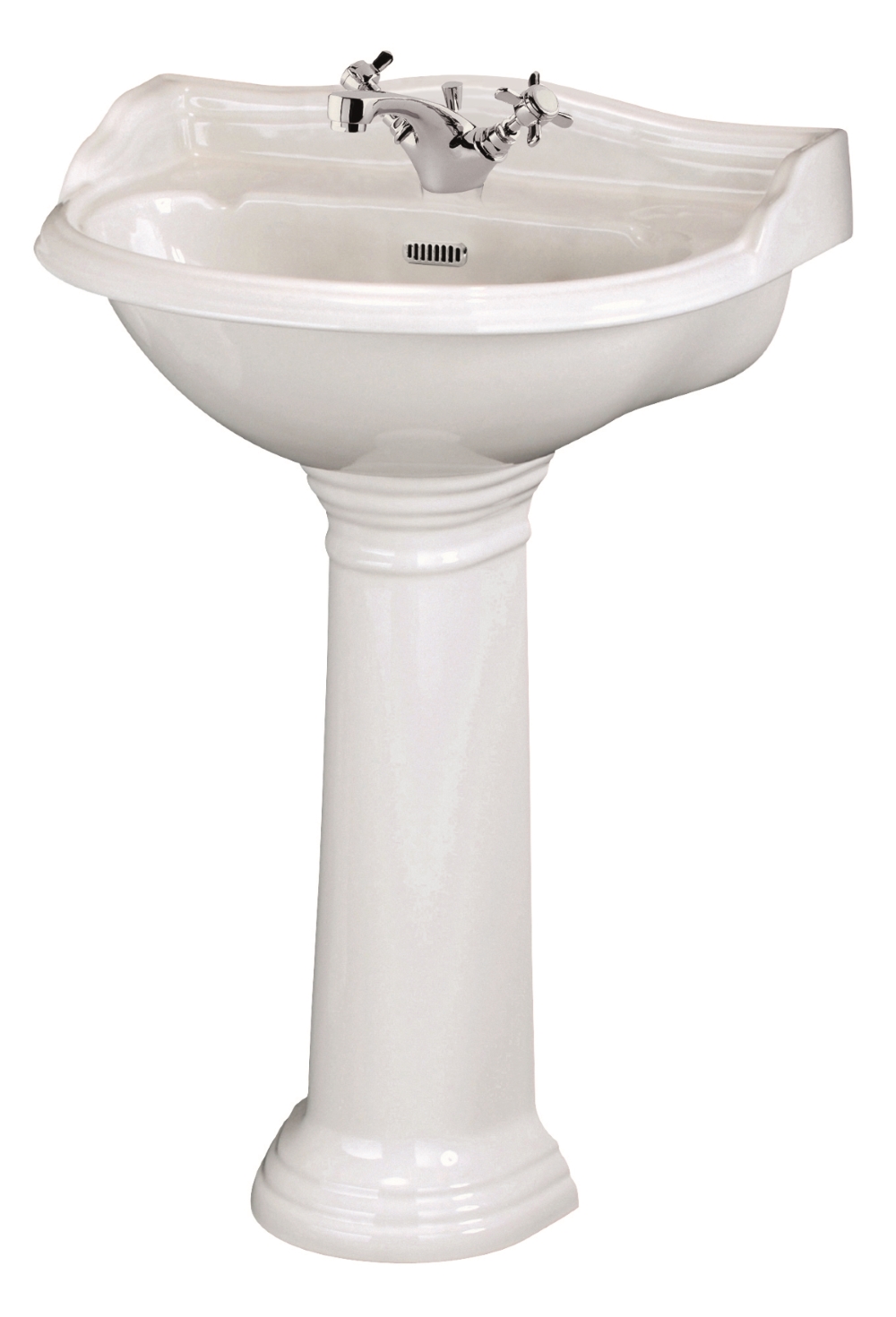 Hudson Reed Chancery White 600mm Basin and Pedestal 1 Tap Hole CRT002