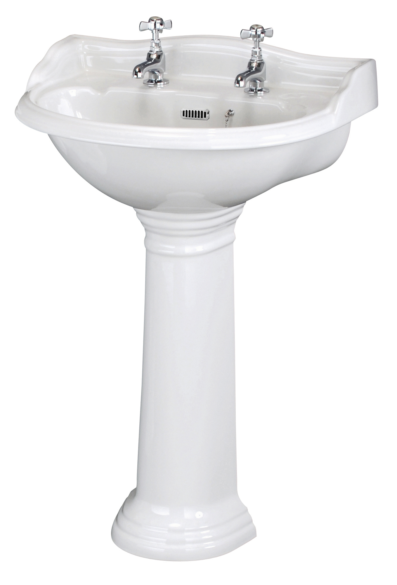 Hudson Reed Chancery White 600mm Basin and Pedestal 2 Tap Hole CRT003