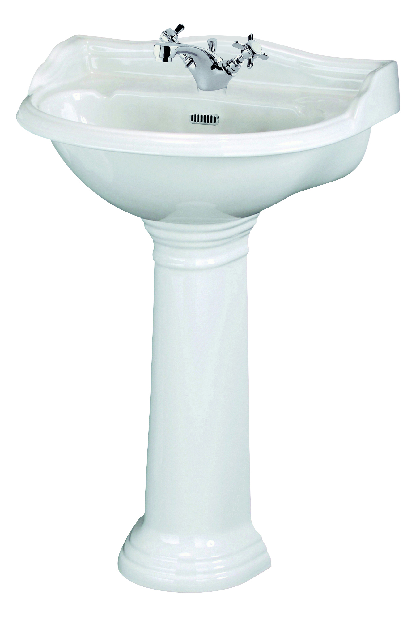 Hudson Reed Chancery White 500mm Basin and Pedestal 1 Tap Hole CRT007
