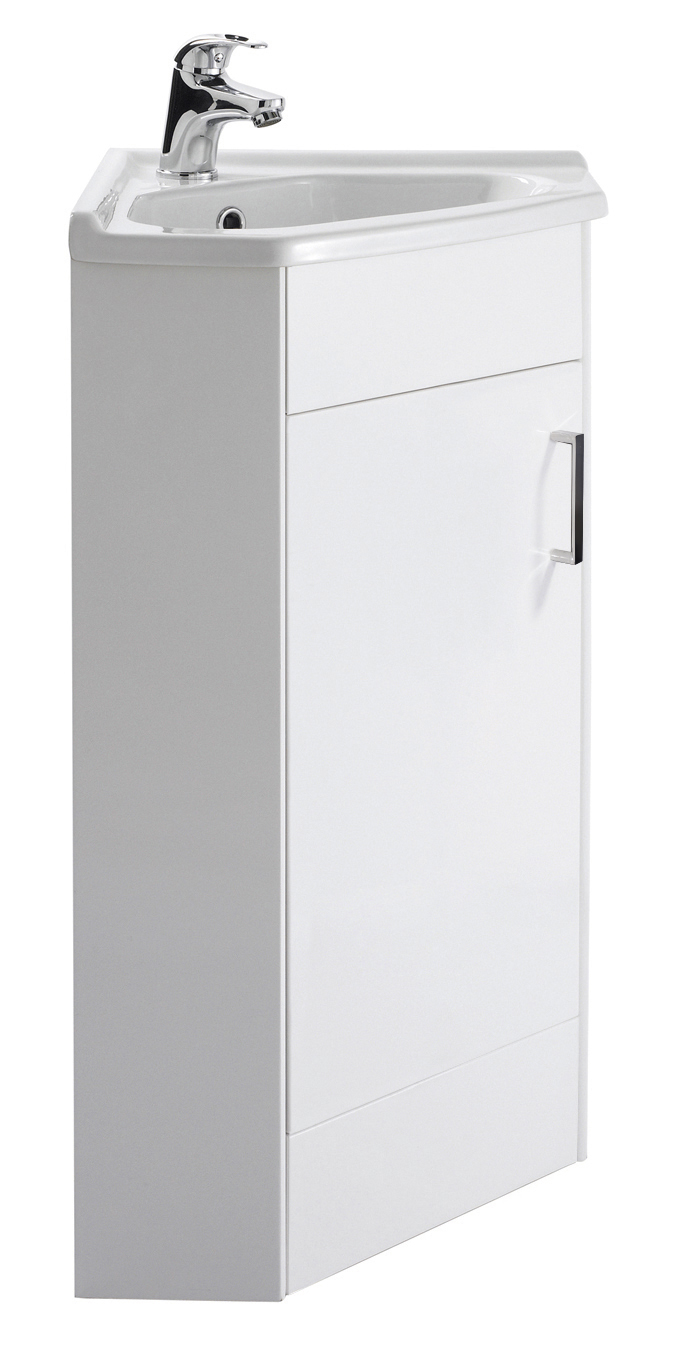 Nuie Mayford Gloss White 1 Door Corner Vanity Unit and Basin CU001