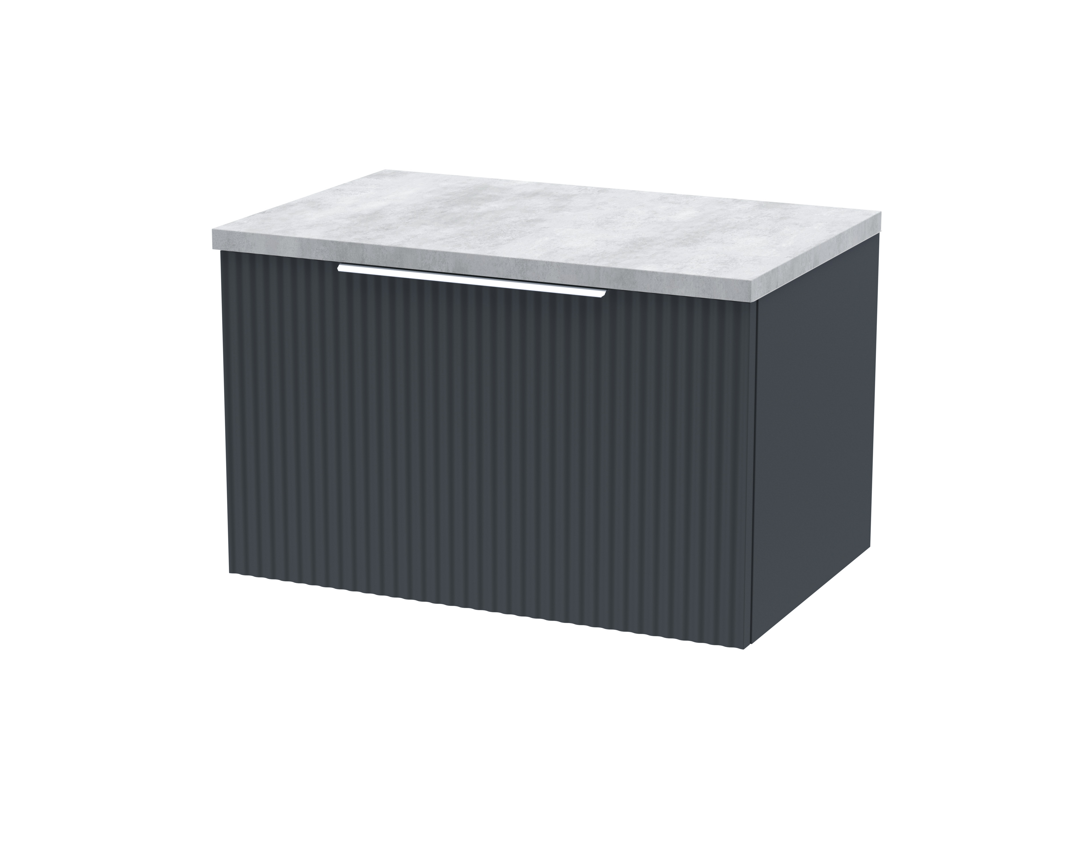 Hudson Reed Fluted Soft Black 600mm Wall Hung Vanity Unit and Laminate Top DFF1494LBG