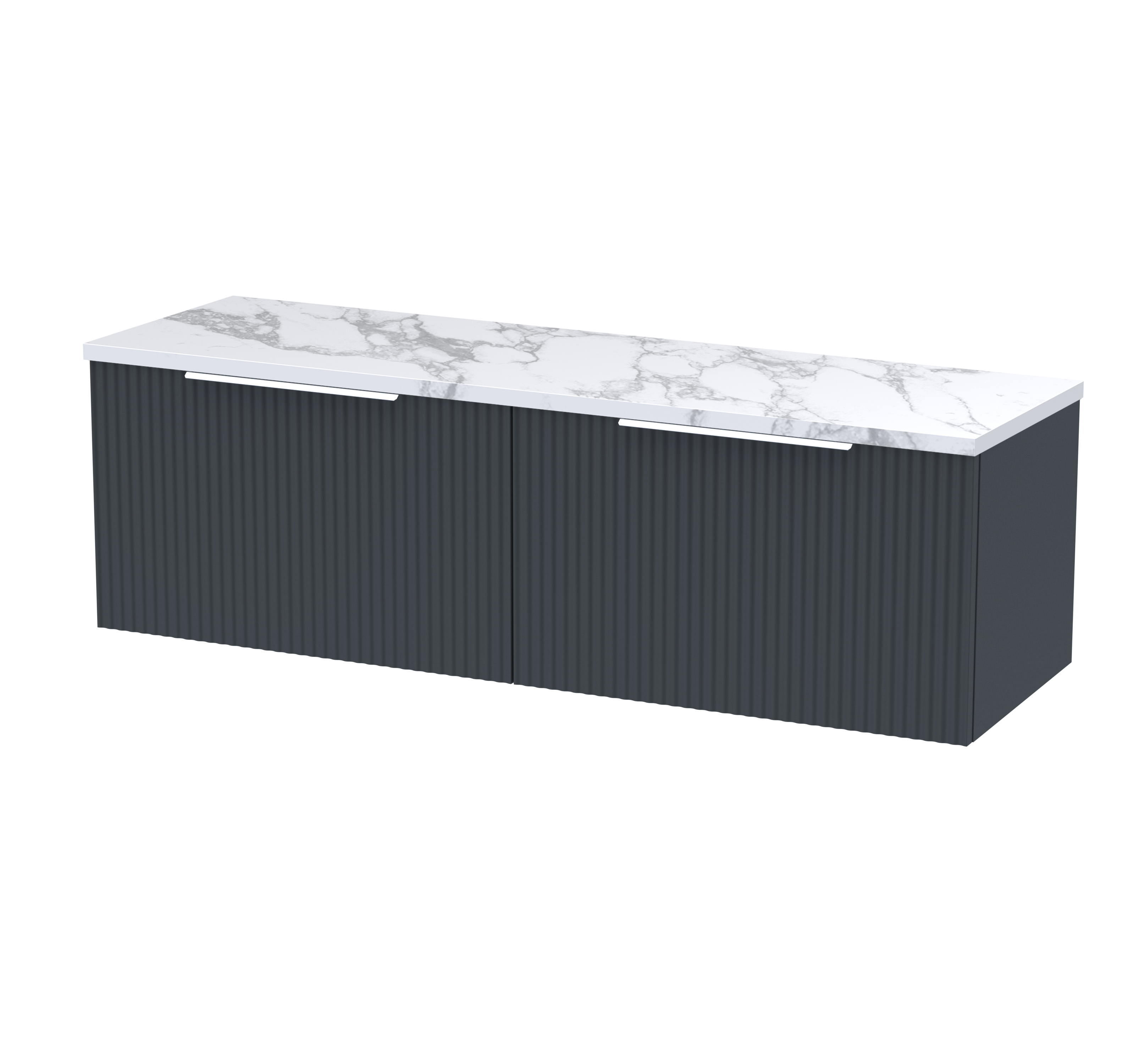 Hudson Reed Fluted Soft Black 1200 Wall Hung 2 Drawer Vanity Unit and Laminate Worktop DFF1494LCM2