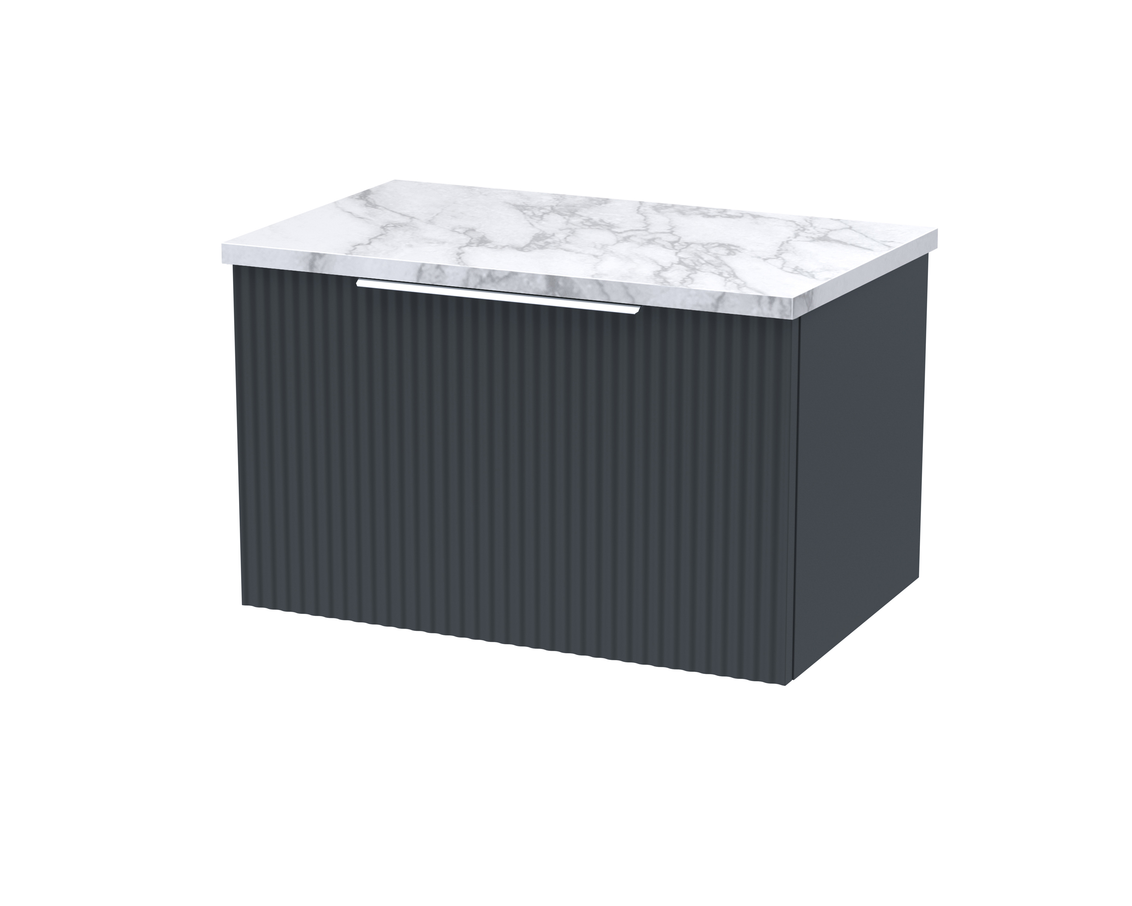 Hudson Reed Fluted Soft Black 600 Wall Hung Vanity Unit and Laminate Worktop DFF1494LCM
