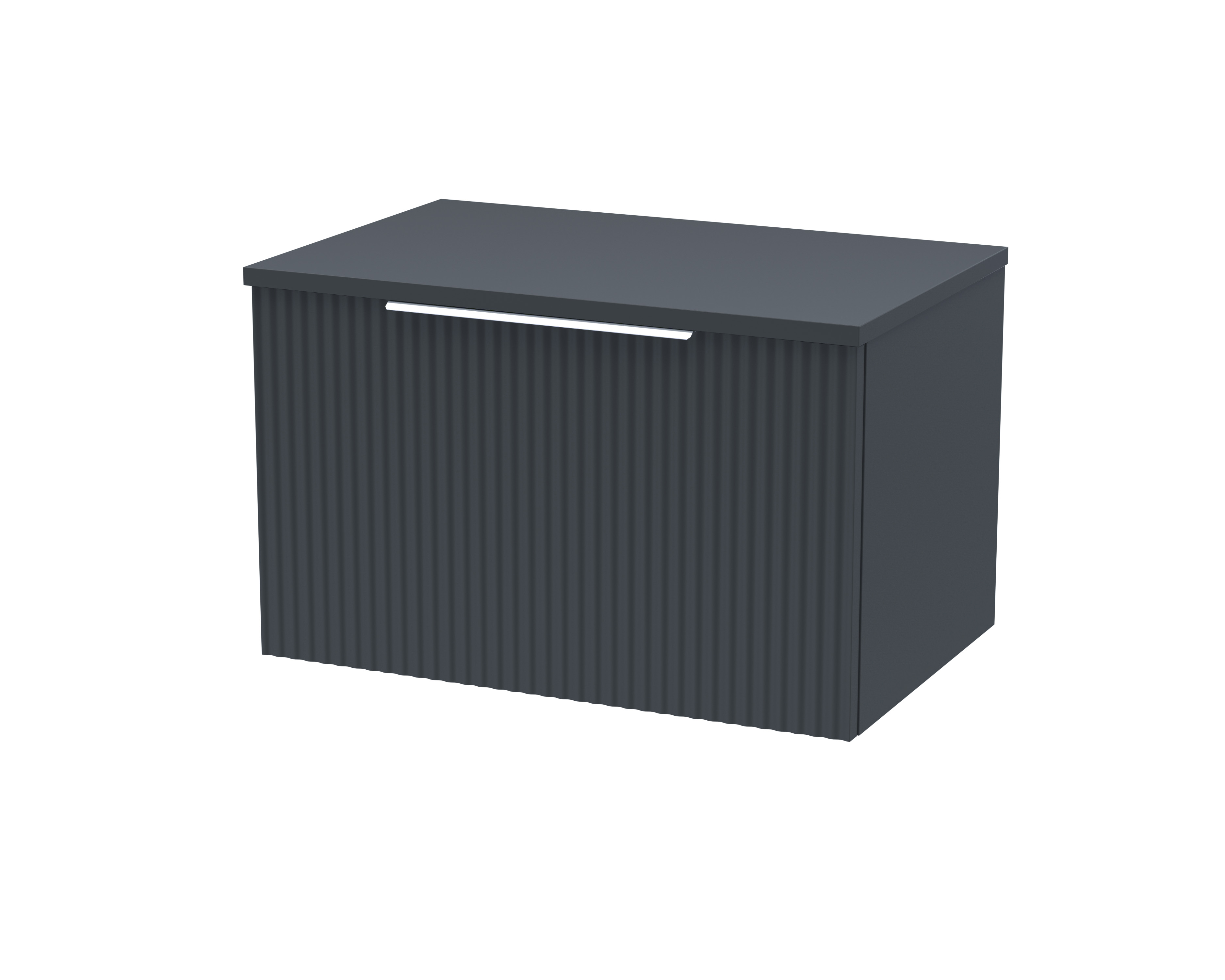 Hudson Reed Fluted Soft Black 600mm Wall Hung Vanity Unit and Worktop DFF1494W
