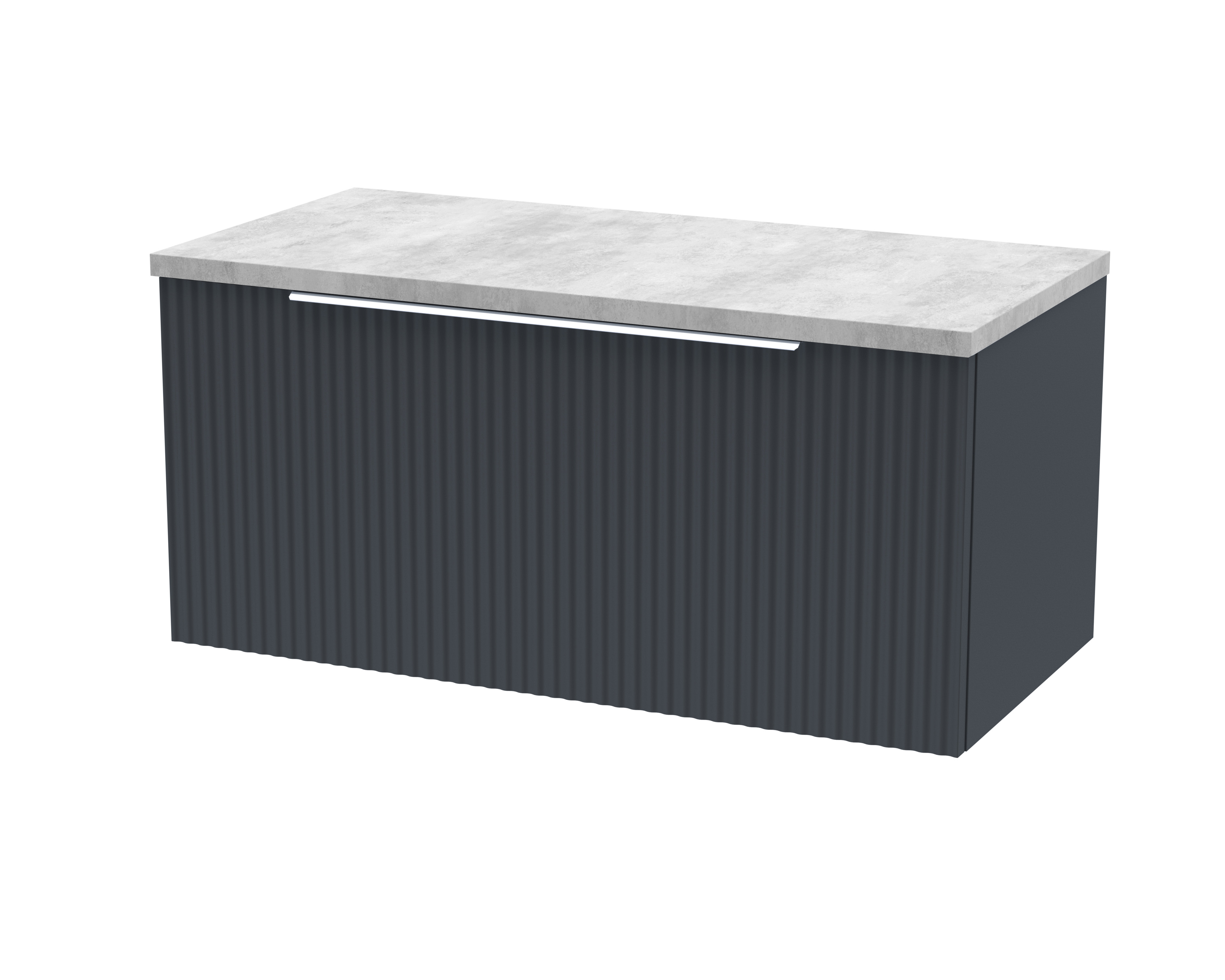 Hudson Reed Fluted Soft Black 800mm Wall Hung Vanity Unit and Laminate Top DFF1496LBG