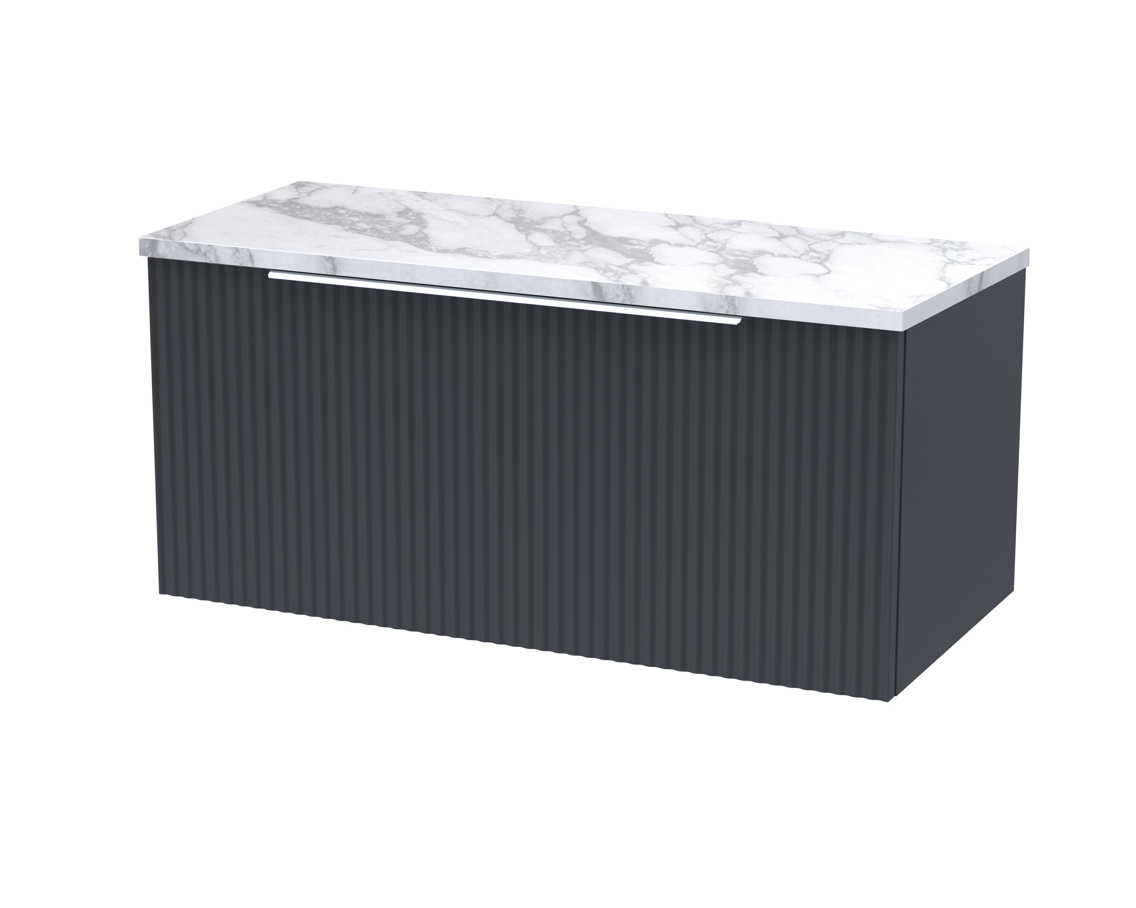 Hudson Reed Fluted Soft Black 800mm Wall Hung Vanity Unit and Laminate Worktop DFF1496LCM