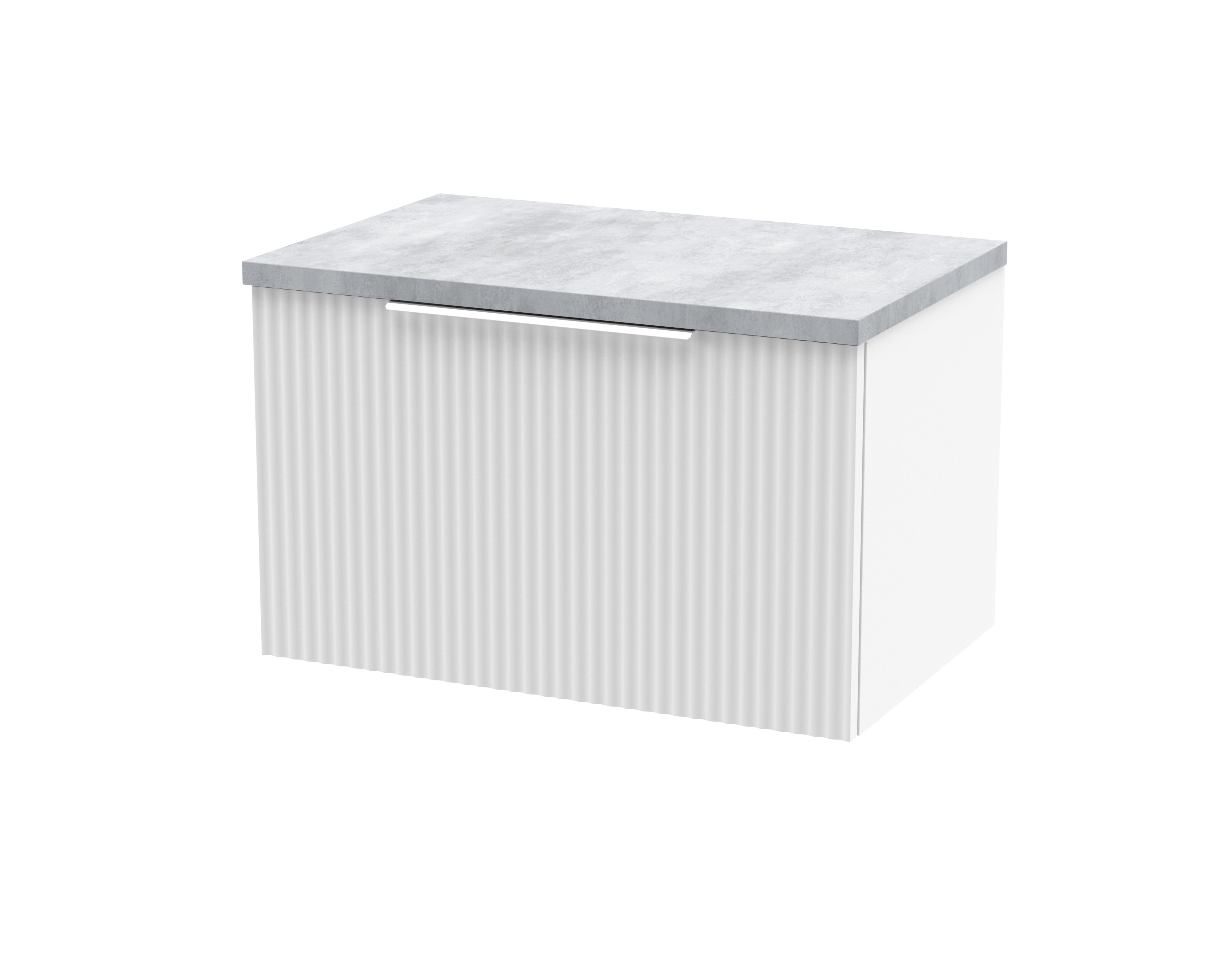 Hudson Reed Fluted Satin White 600mm Wall Hung Vanity Unit and Laminate Top DFF194LBG