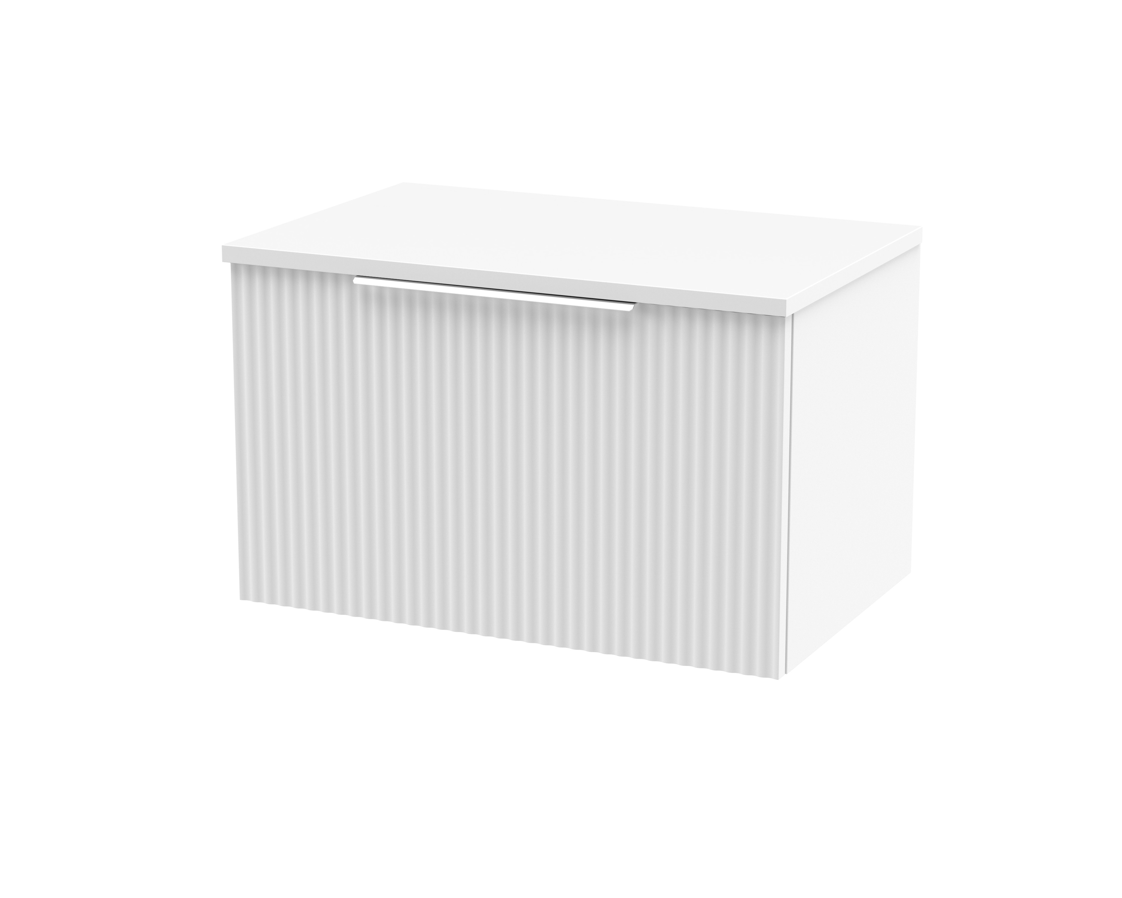 Hudson Reed Fluted Satin White 600mm Wall Hung Vanity Unit and Worktop DFF194W