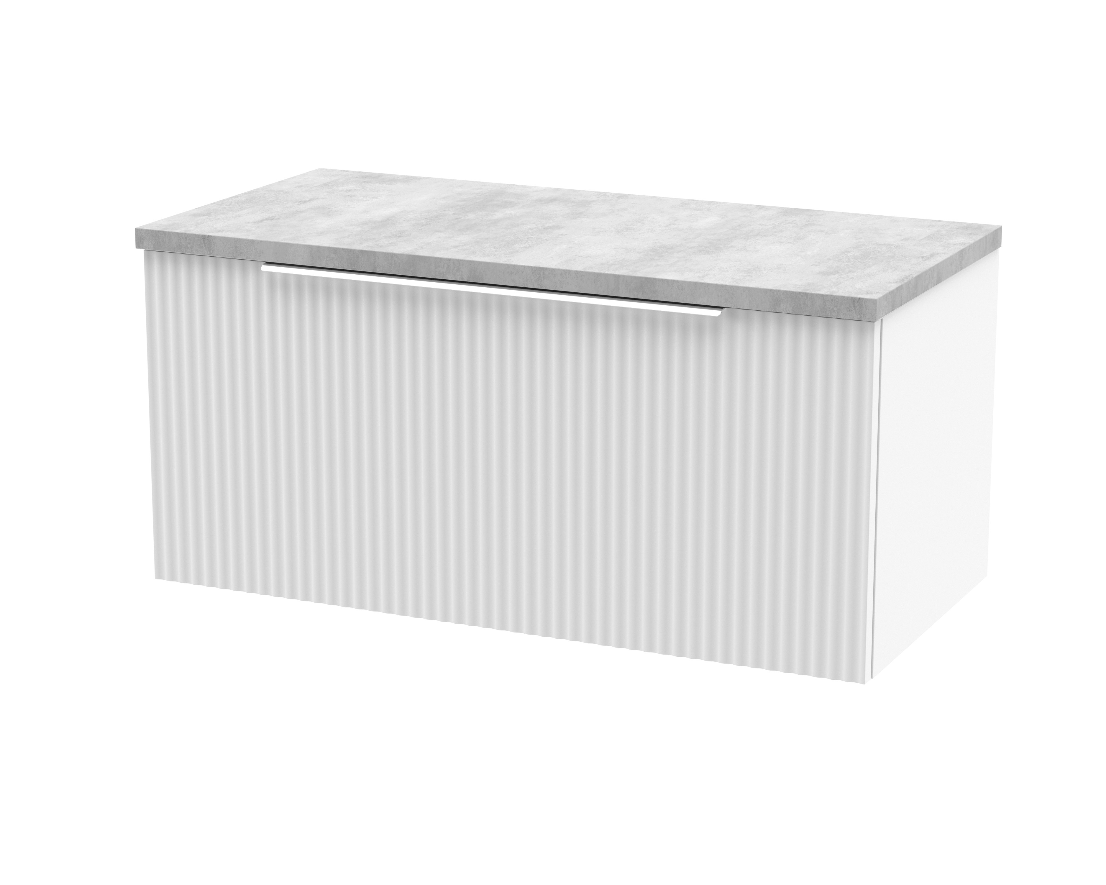 Hudson Reed Fluted Satin White 800mm Wall Hung Vanity Unit and Laminate Top DFF196LBG