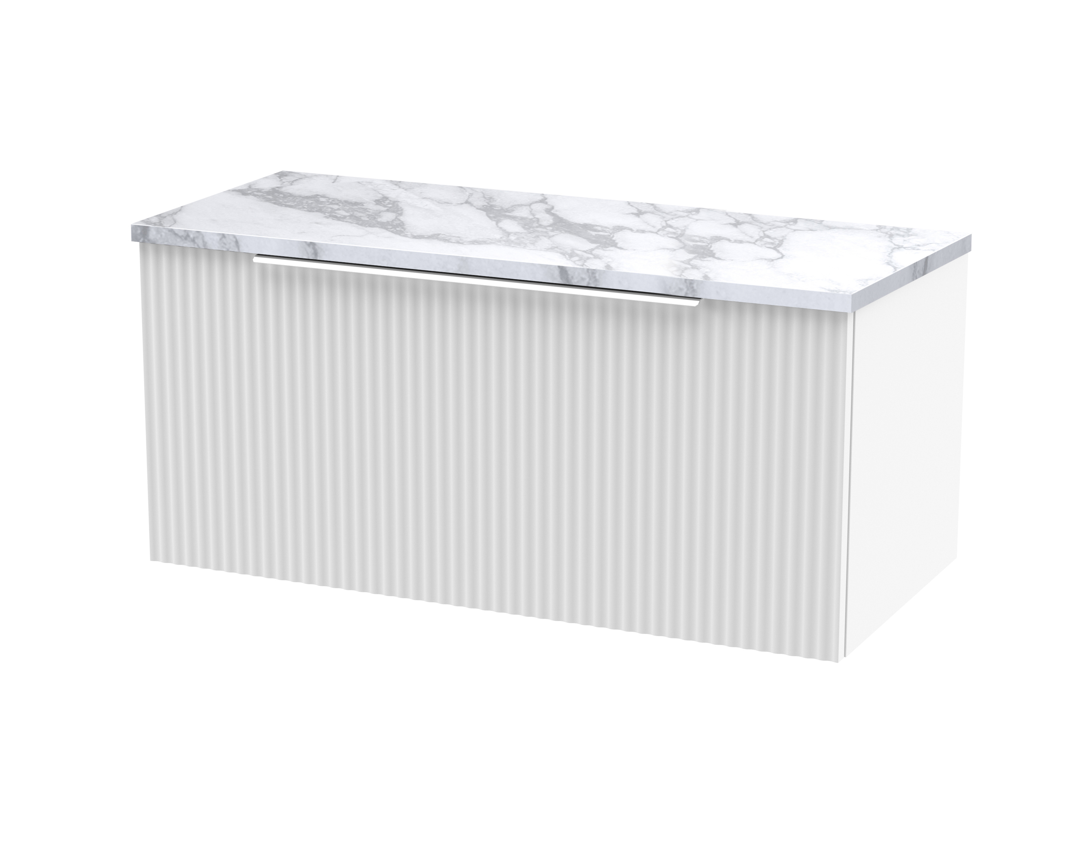 Hudson Reed Fluted Satin White 800mm Wall Hung Vanity Unit and Laminate Worktop DFF196LCM