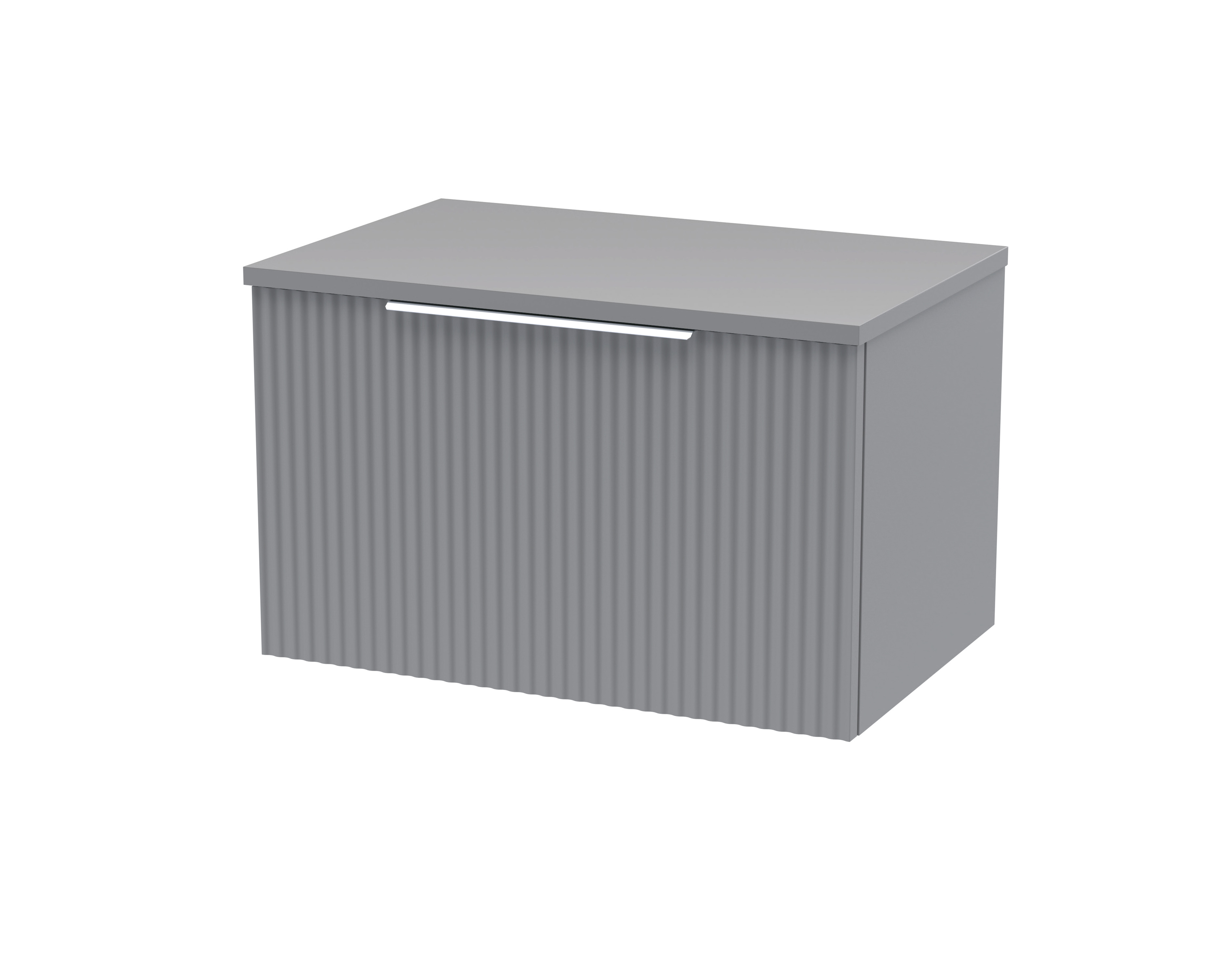 Hudson Reed Fluted Satin Grey 600mm Wall Hung Vanity Unit and Worktop DFF294W