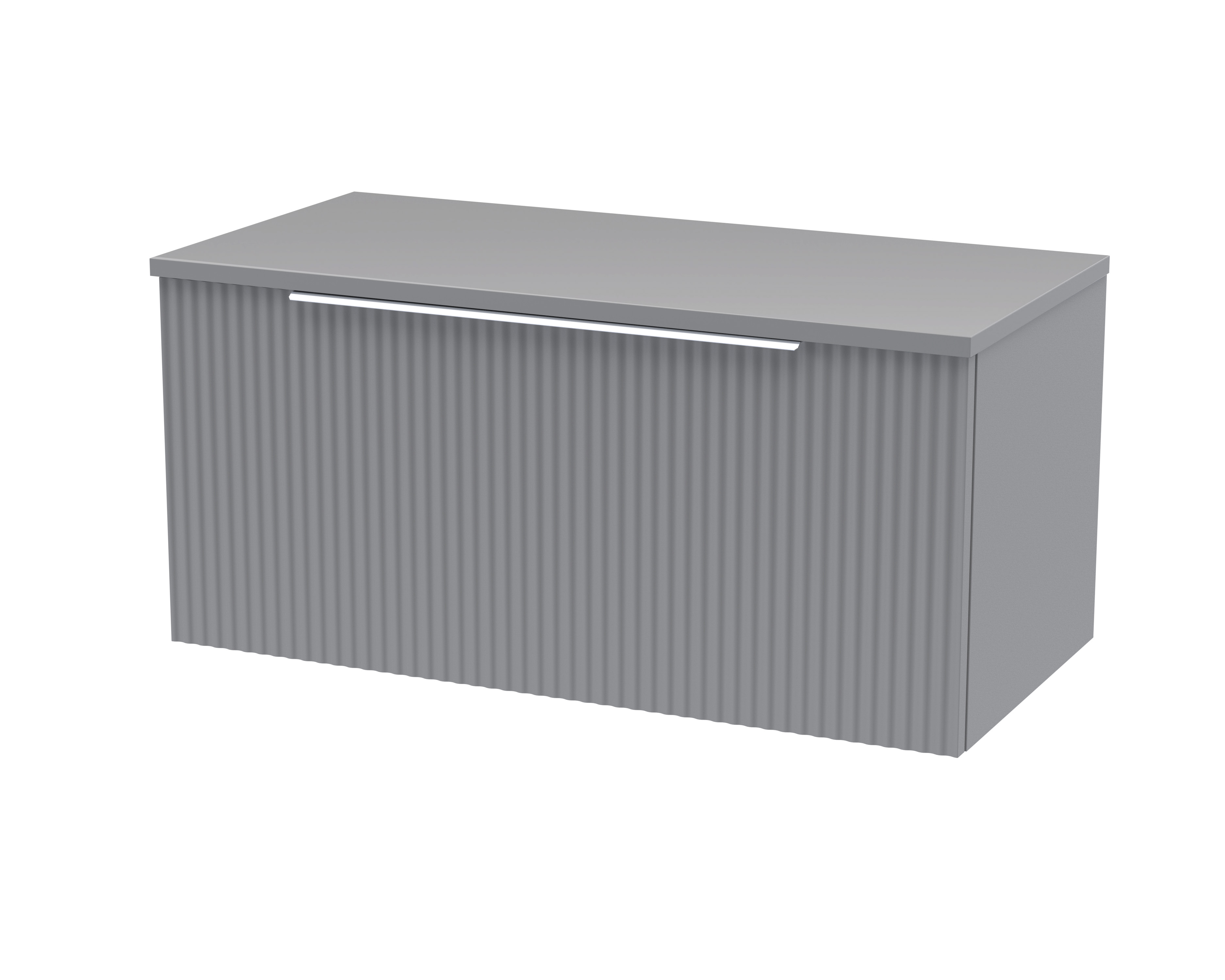 Hudson Reed Fluted Satin Grey 800mm Wall Hung Vanity Unit and Worktop DFF296W