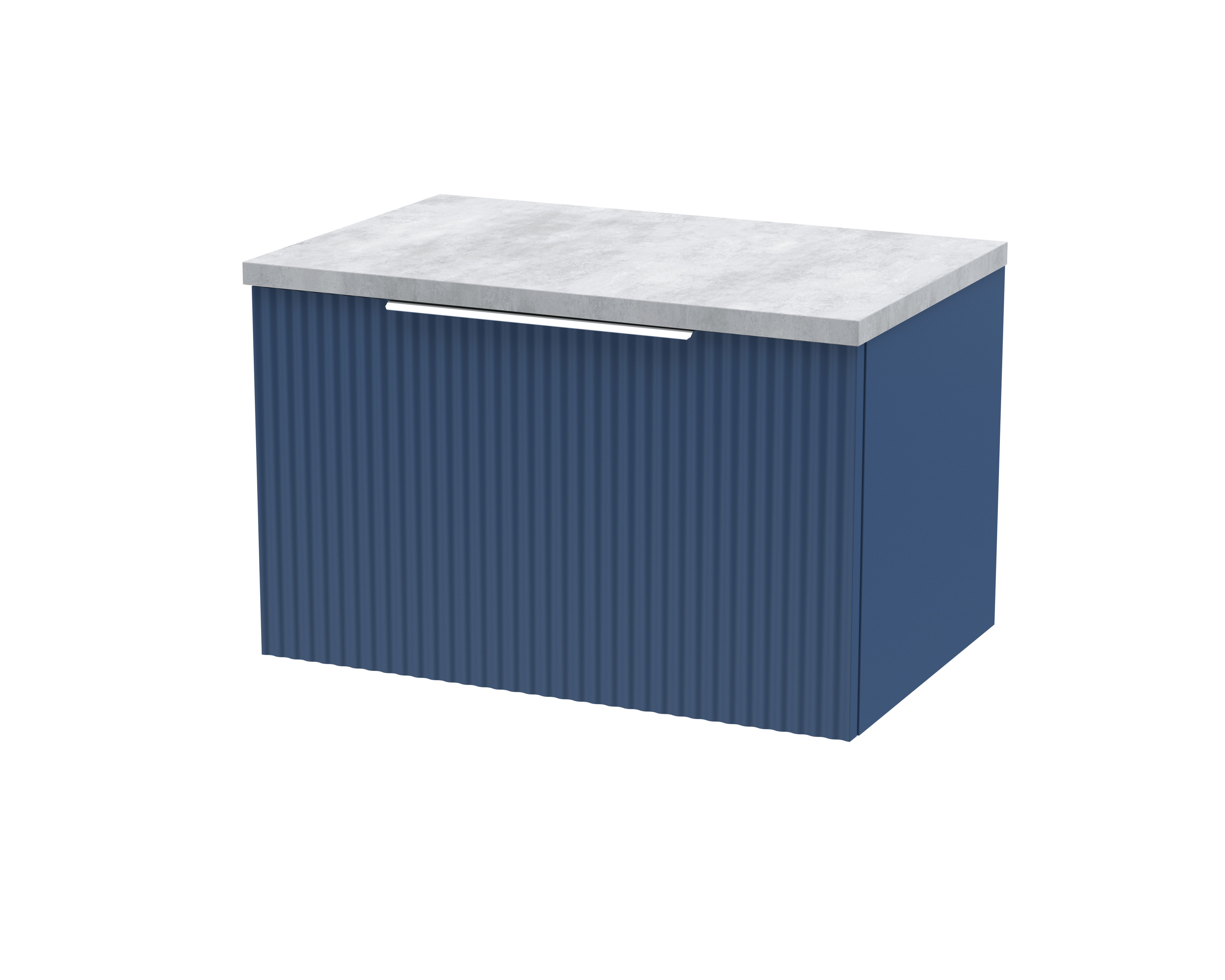 Hudson Reed Fluted Satin Blue 600mm Wall Hung Vanity Unit and Laminate Top DFF394LBG