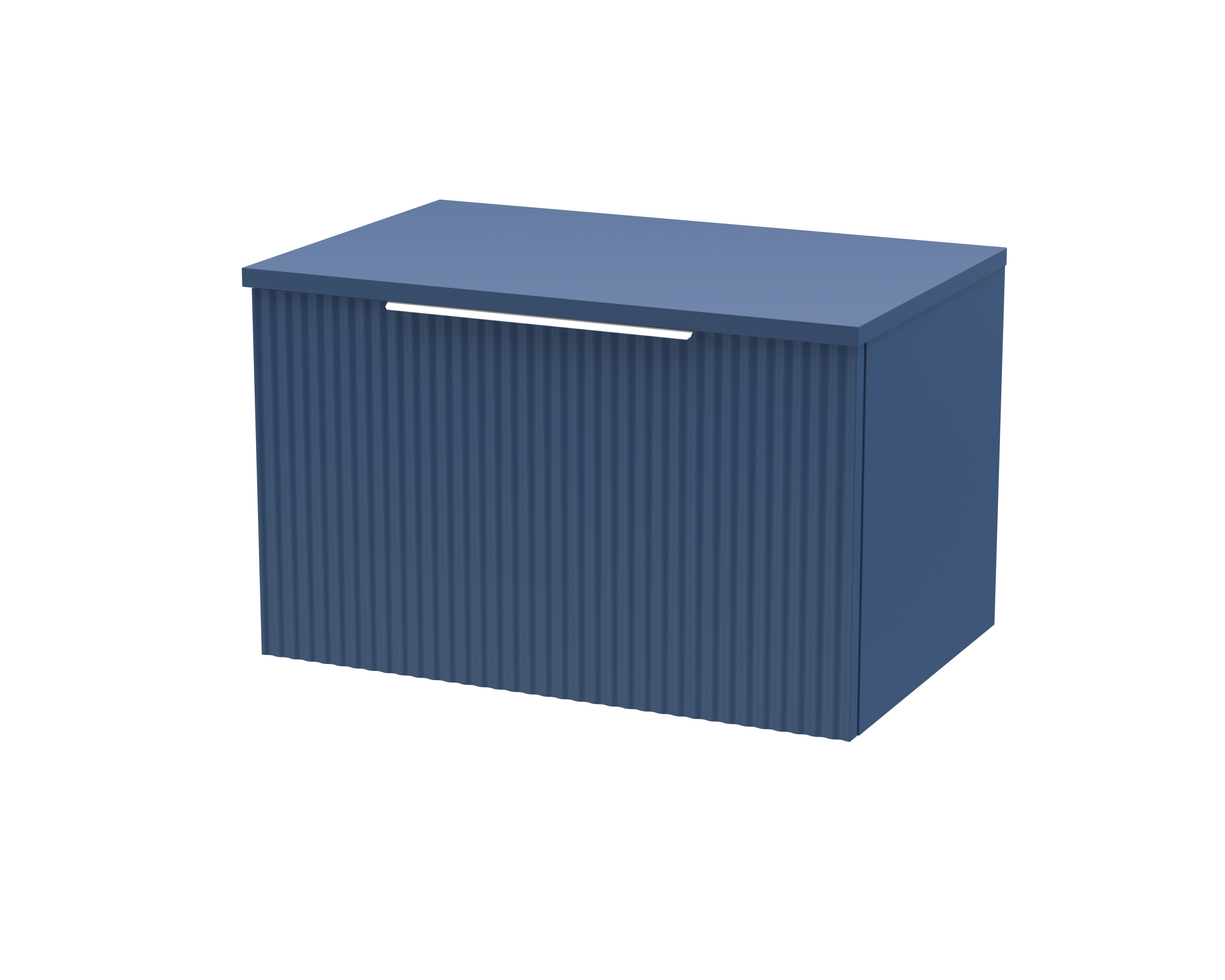Hudson Reed Fluted Satin Blue 600mm Wall Hung Vanity Unit and Worktop DFF394W