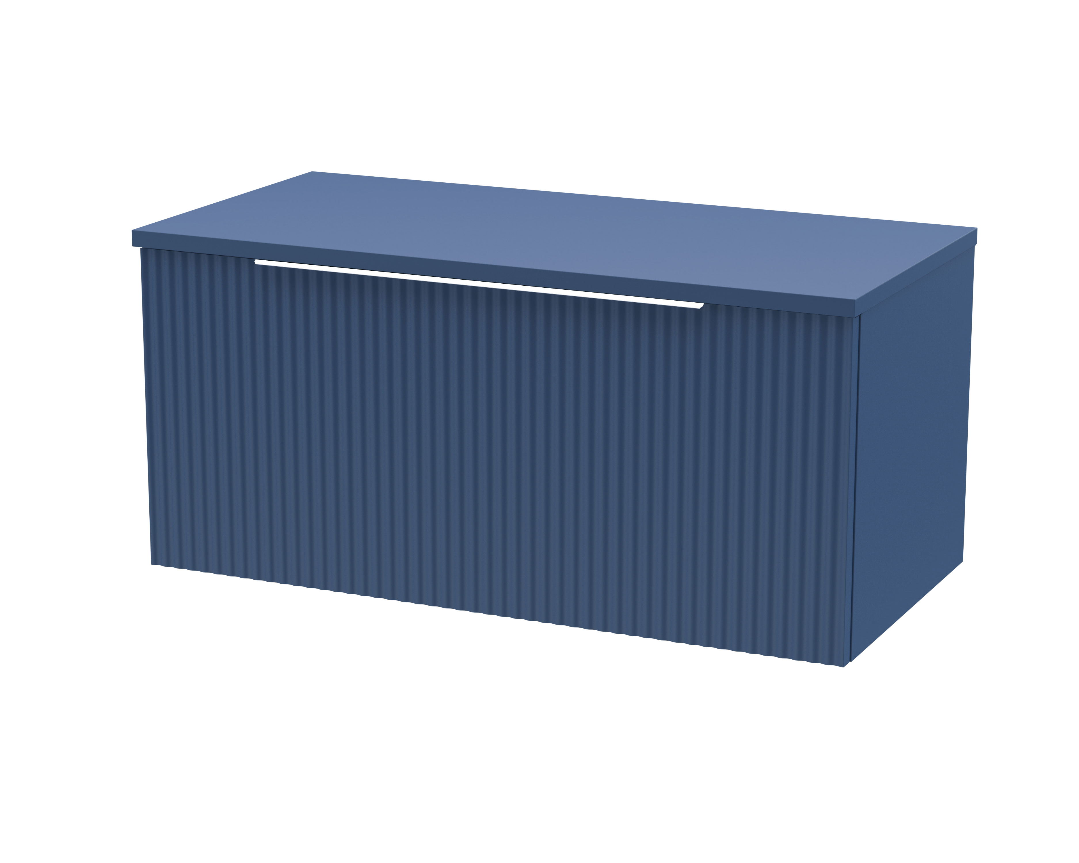 Hudson Reed Fluted Satin Blue 800mm Wall Hung Vanity Unit and Worktop DFF396W