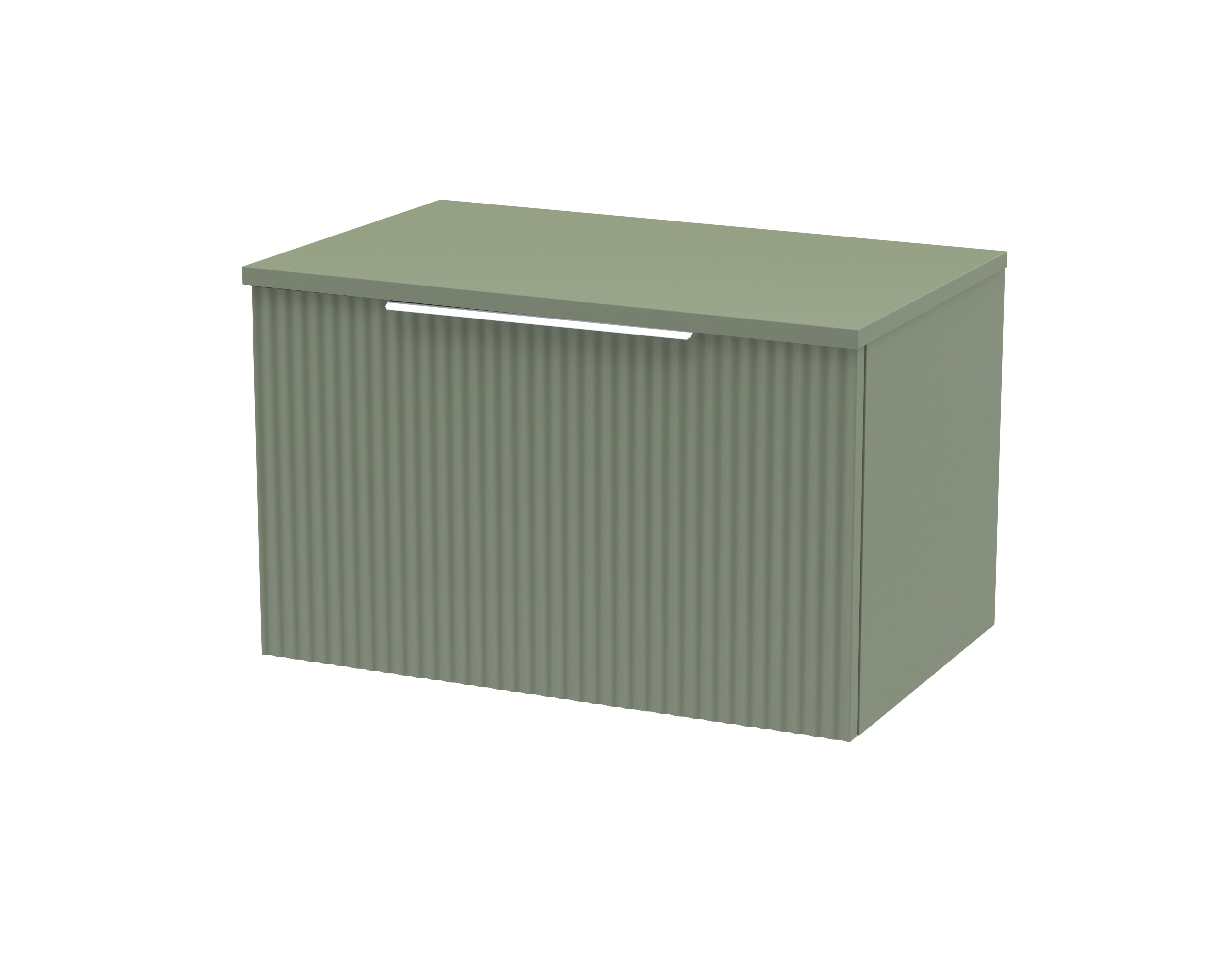 Hudson Reed Fluted Satin Green 600mm Wall Hung Vanity Unit and Worktop DFF894W