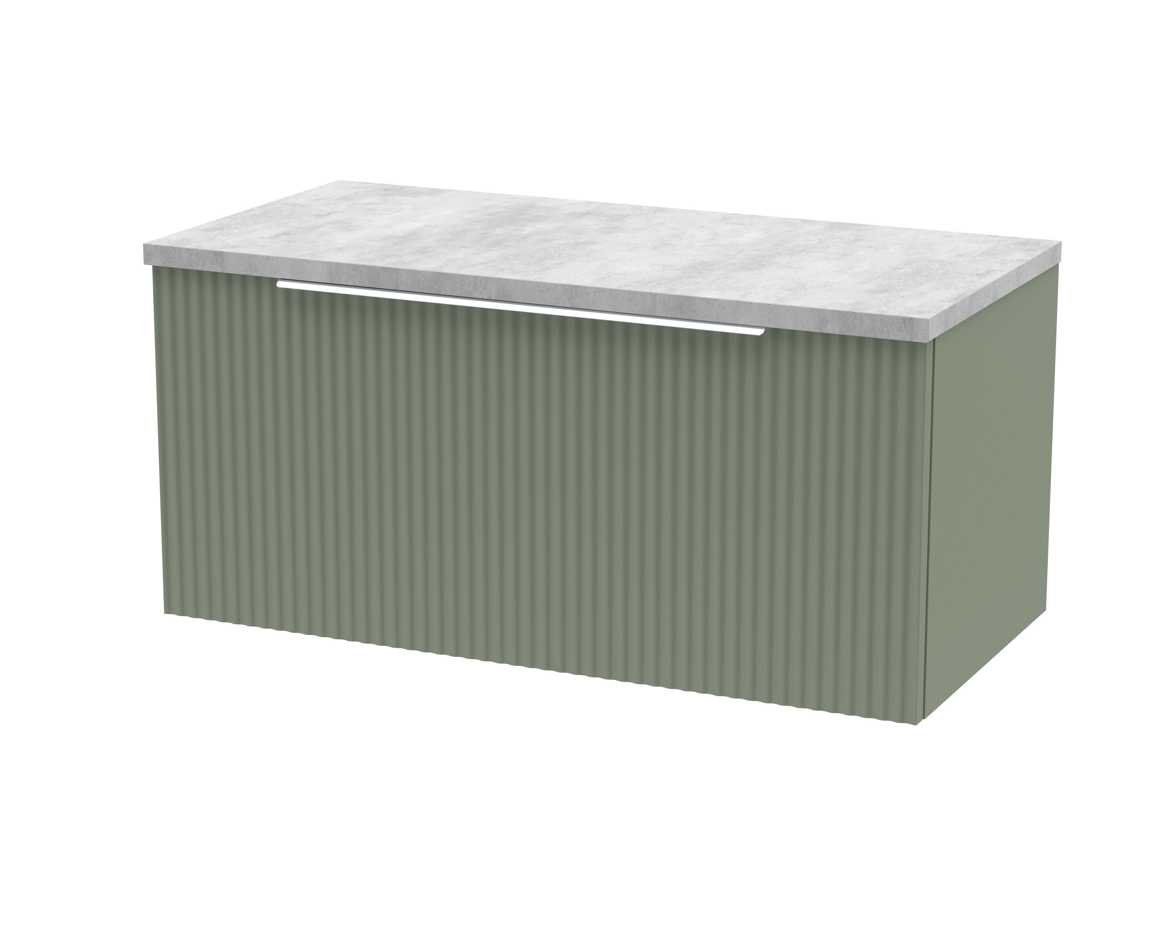Hudson Reed Fluted Satin Green 800mm Wall Hung Vanity Unit and Laminate Top DFF896LBG