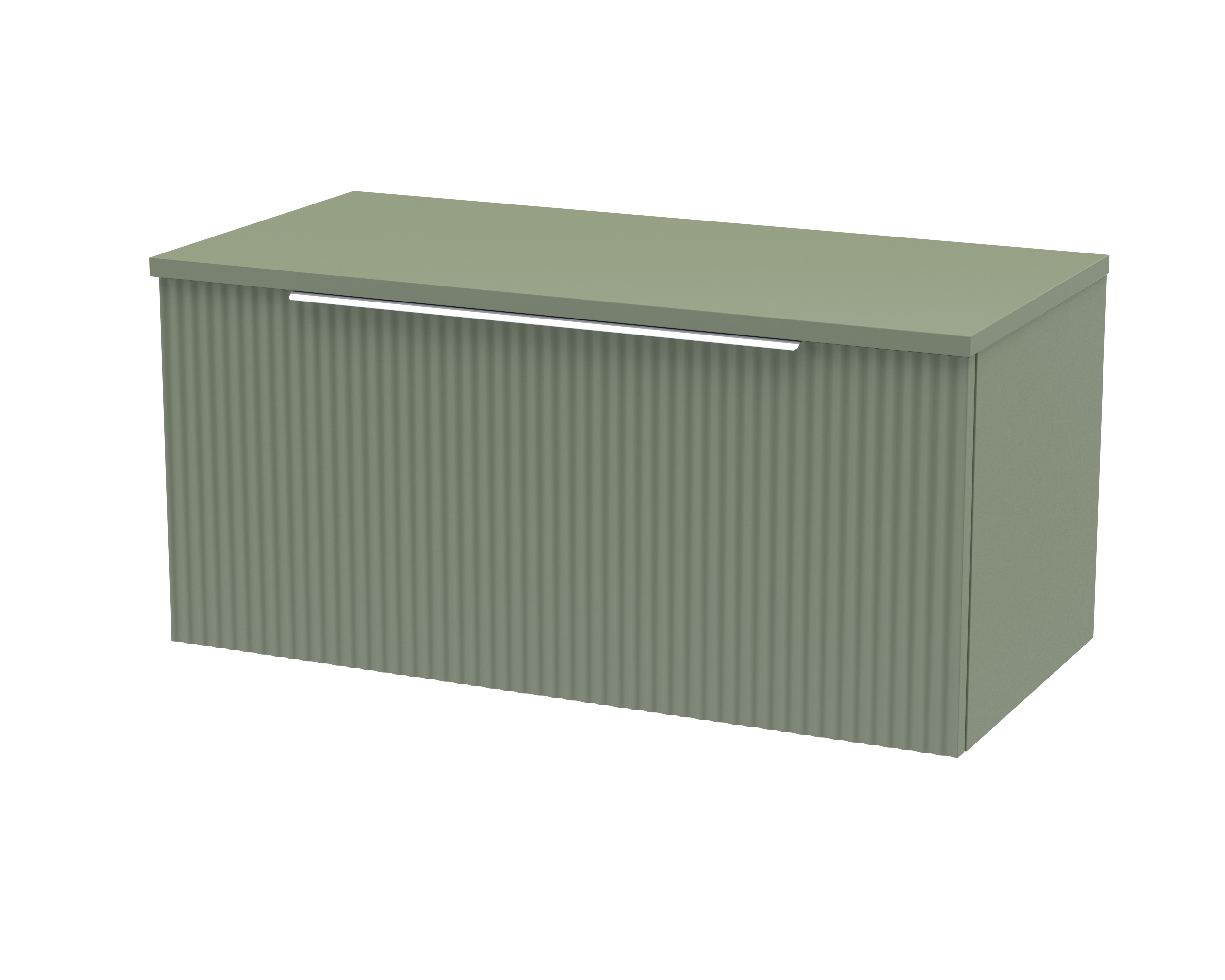Hudson Reed Fluted Satin Green 800mm Wall Hung Vanity Unit and Worktop DFF896W