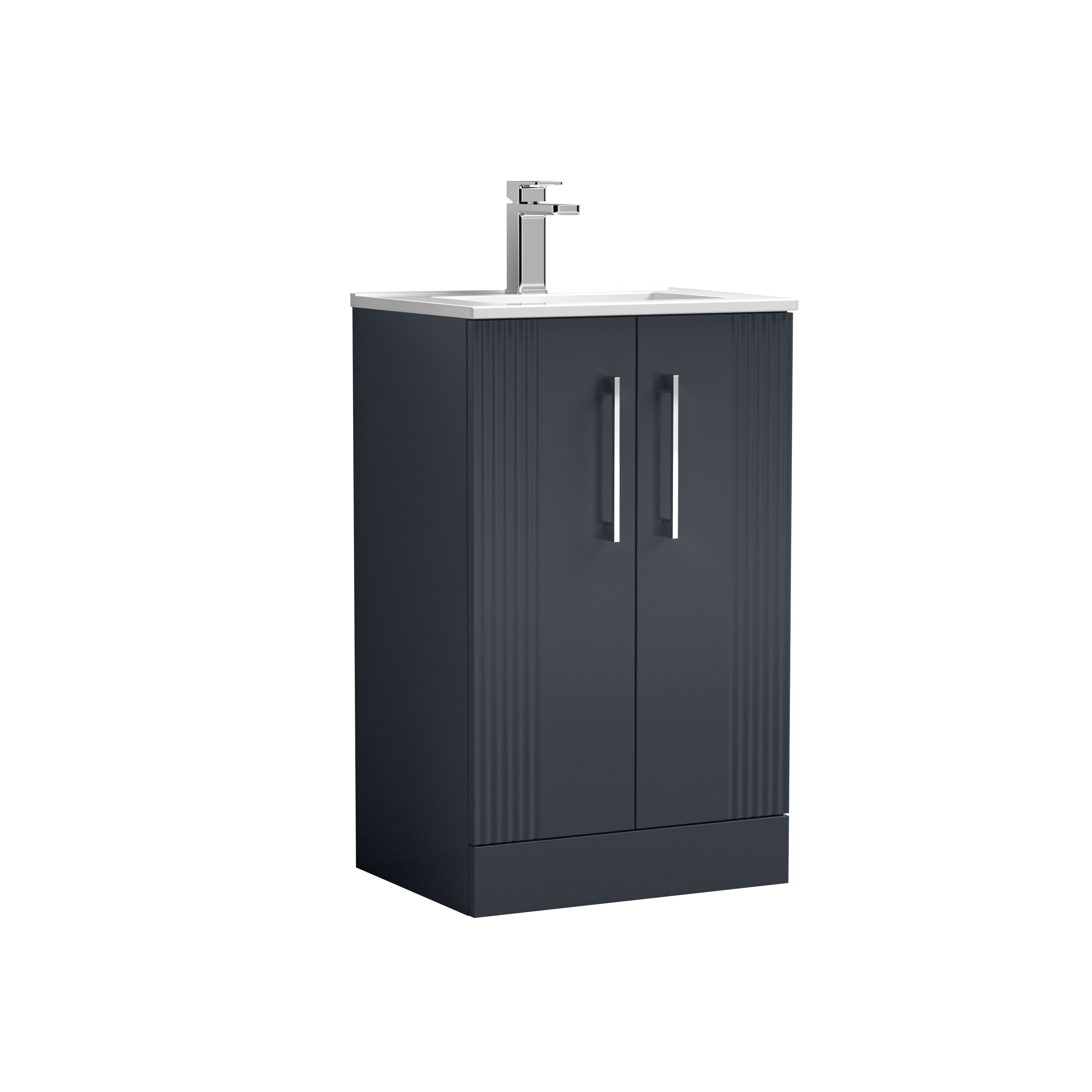 Nuie Deco Soft Black 500mm Floor Standing 2 Door Vanity Unit and Basin DPF1423B
