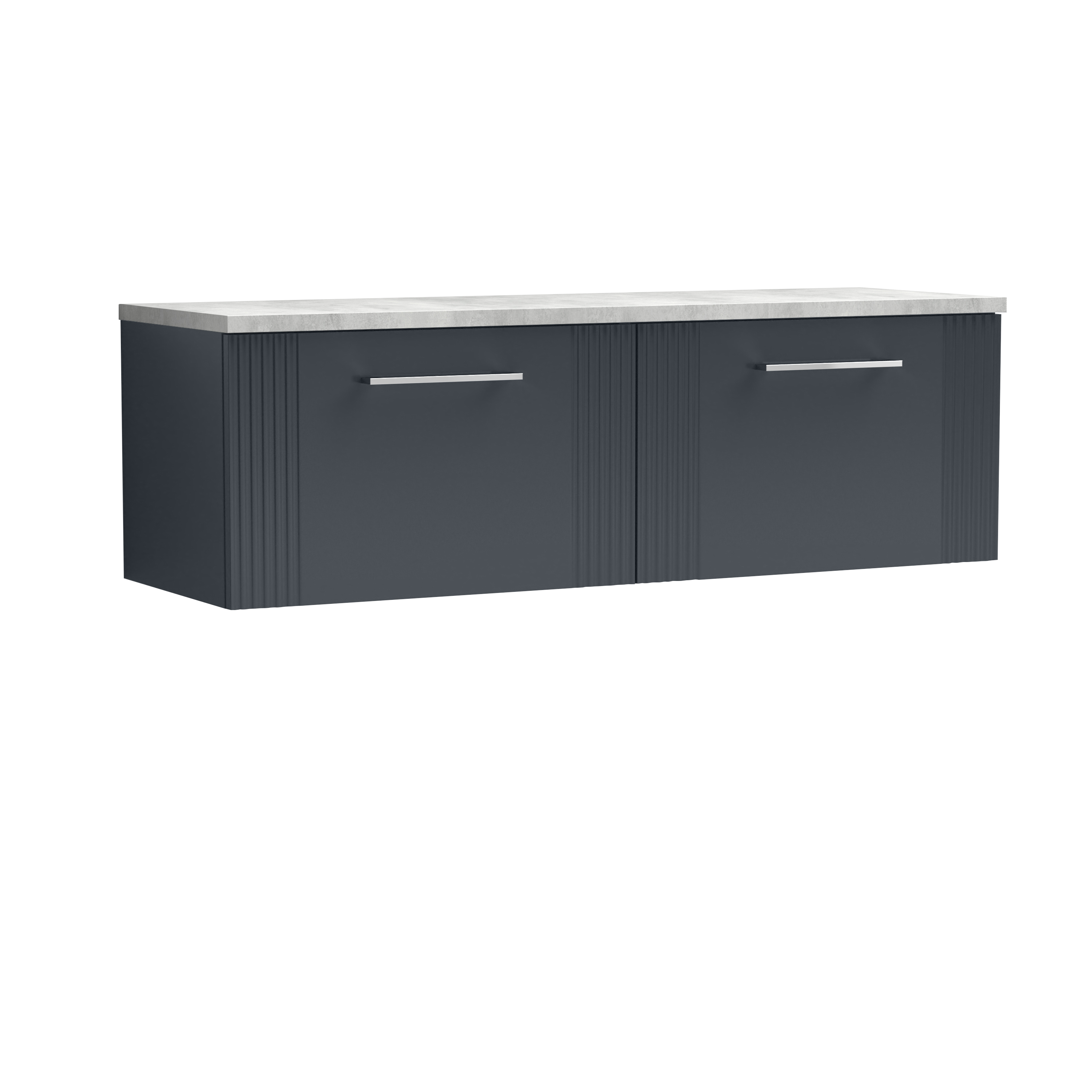 Nuie Deco Soft Black 1200 Wall Hung 2 Drawer Vanity Unit and Laminate Worktop DPF1494LBG2