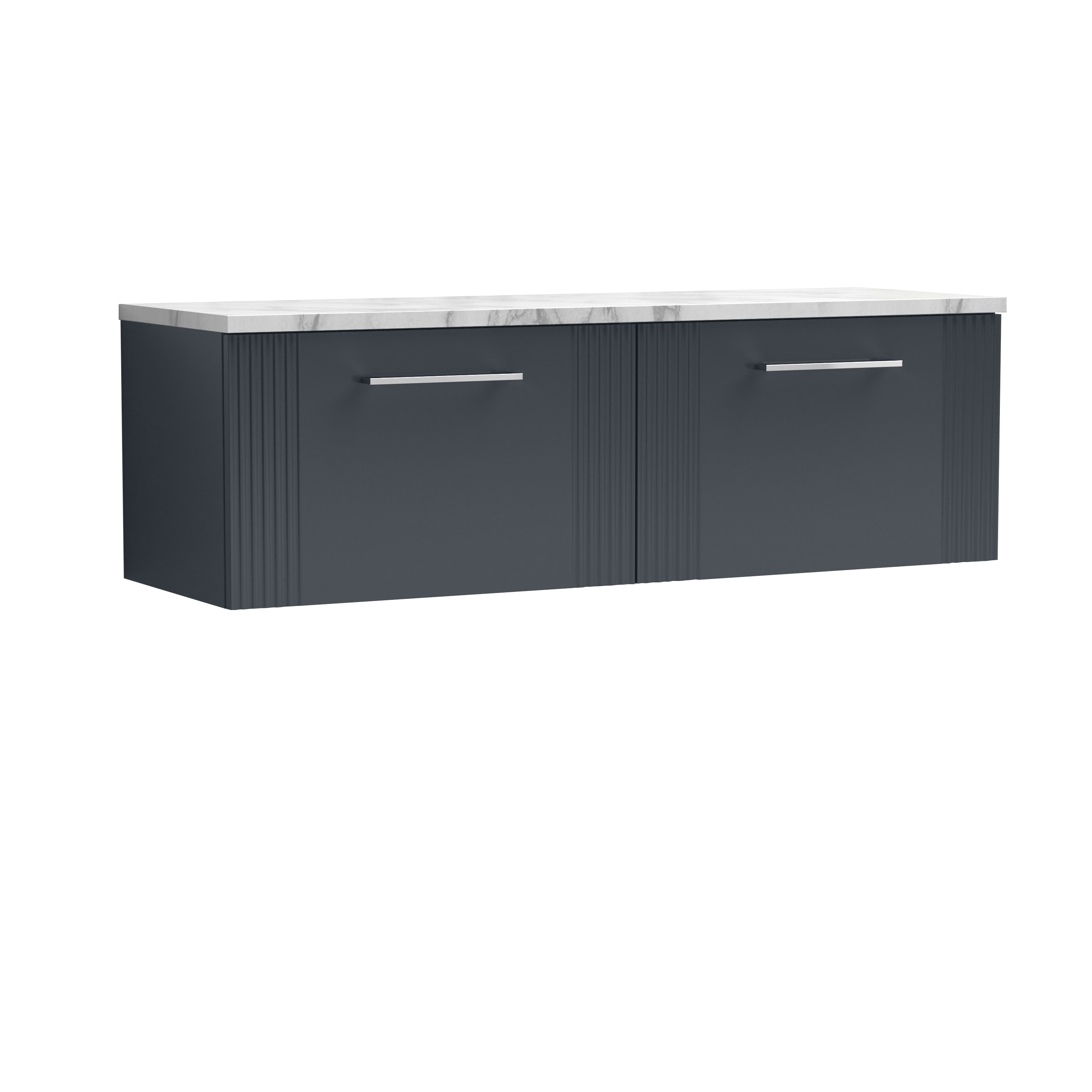 Nuie Deco Soft Black 1200 Wall Hung 2 Drawer Vanity Unit and Laminate Worktop DPF1494LCM2