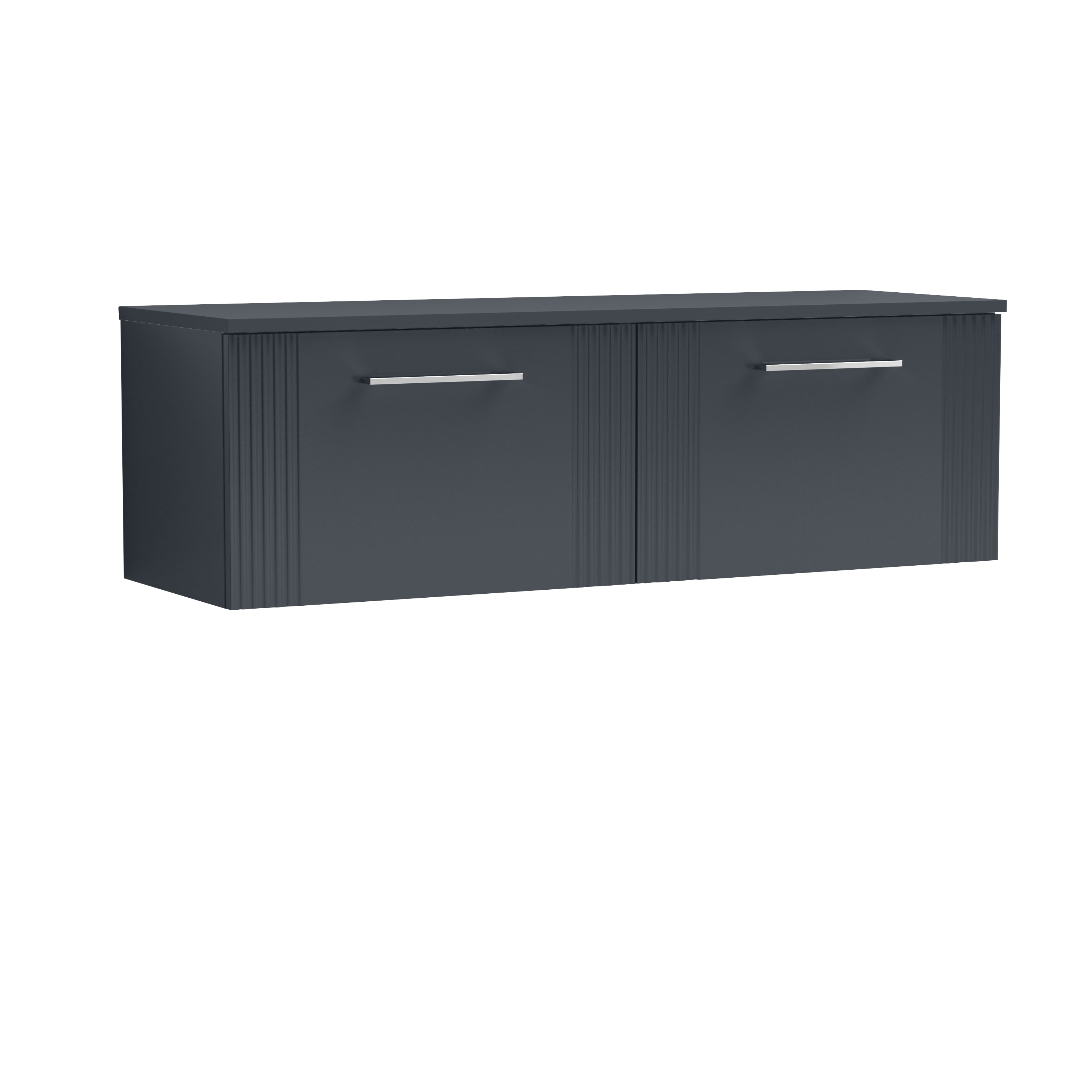 Nuie Deco Soft Black 1200mm Wall Hung 2 Drawer Vanity Unit and Worktop DPF1494W2