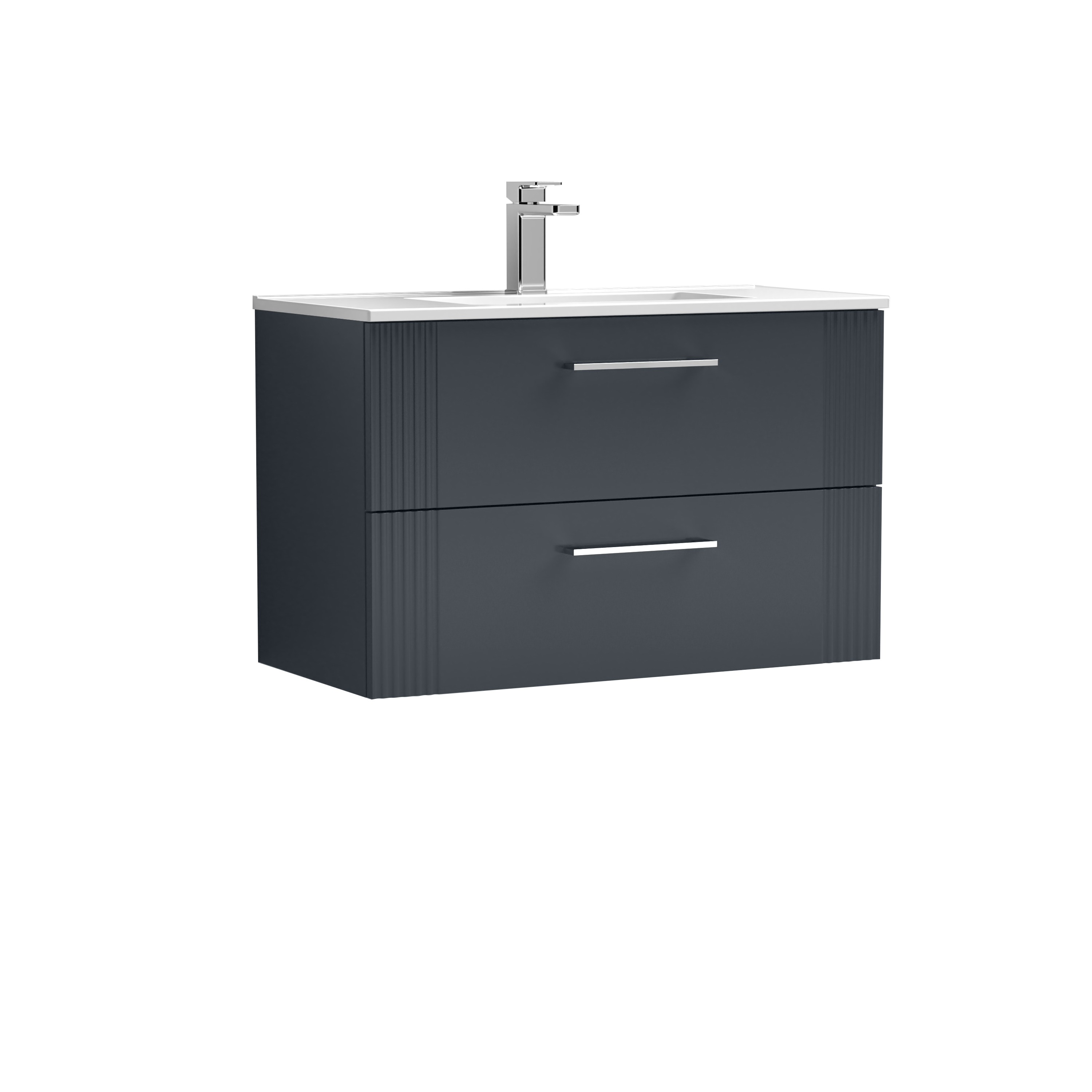 Nuie Deco Soft Black 800mm Wall Hung 2 Drawer Vanity Unit and Basin DPF1495B