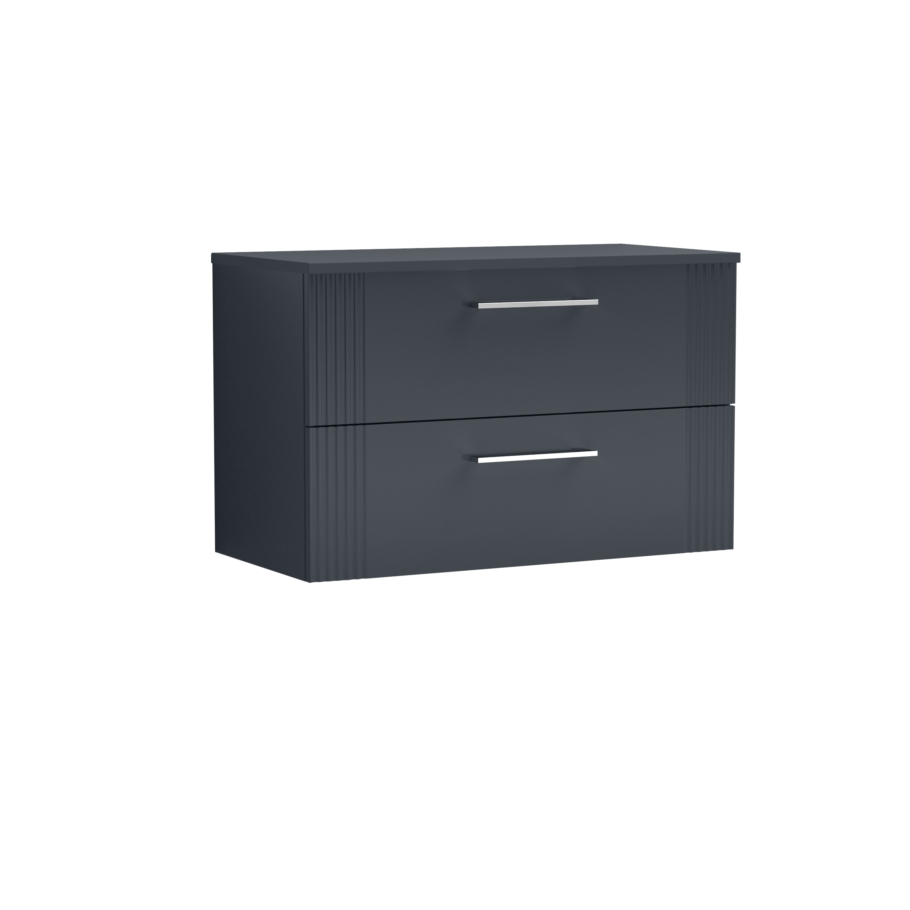 Nuie Deco Soft Black 800mm Wall Hung 2 Drawer Vanity Unit and Worktop DPF1495W