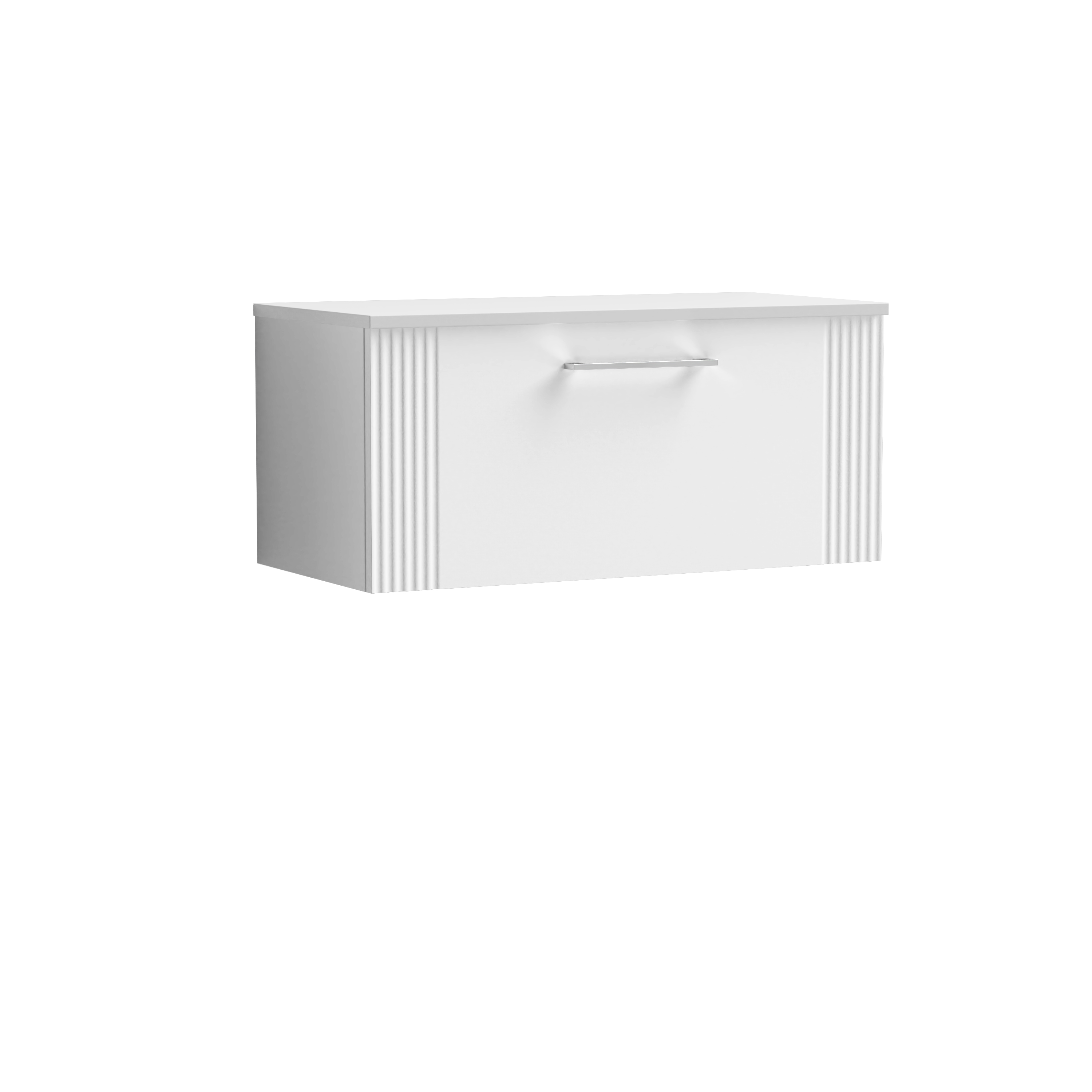 Nuie Deco Satin White 800mm Wall Hung Single Drawer Vanity Unit and Worktop DPF196W