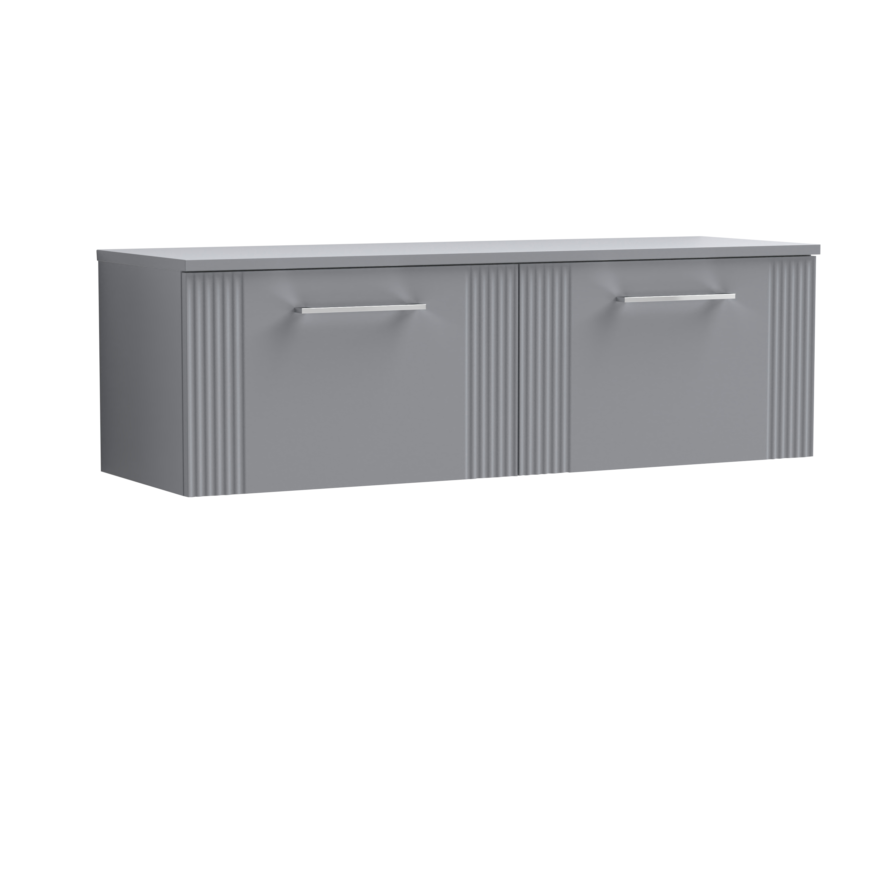 Nuie Deco Satin Grey 1200mm Wall Hung 2 Drawer Vanity Unit and Worktop DPF294W2