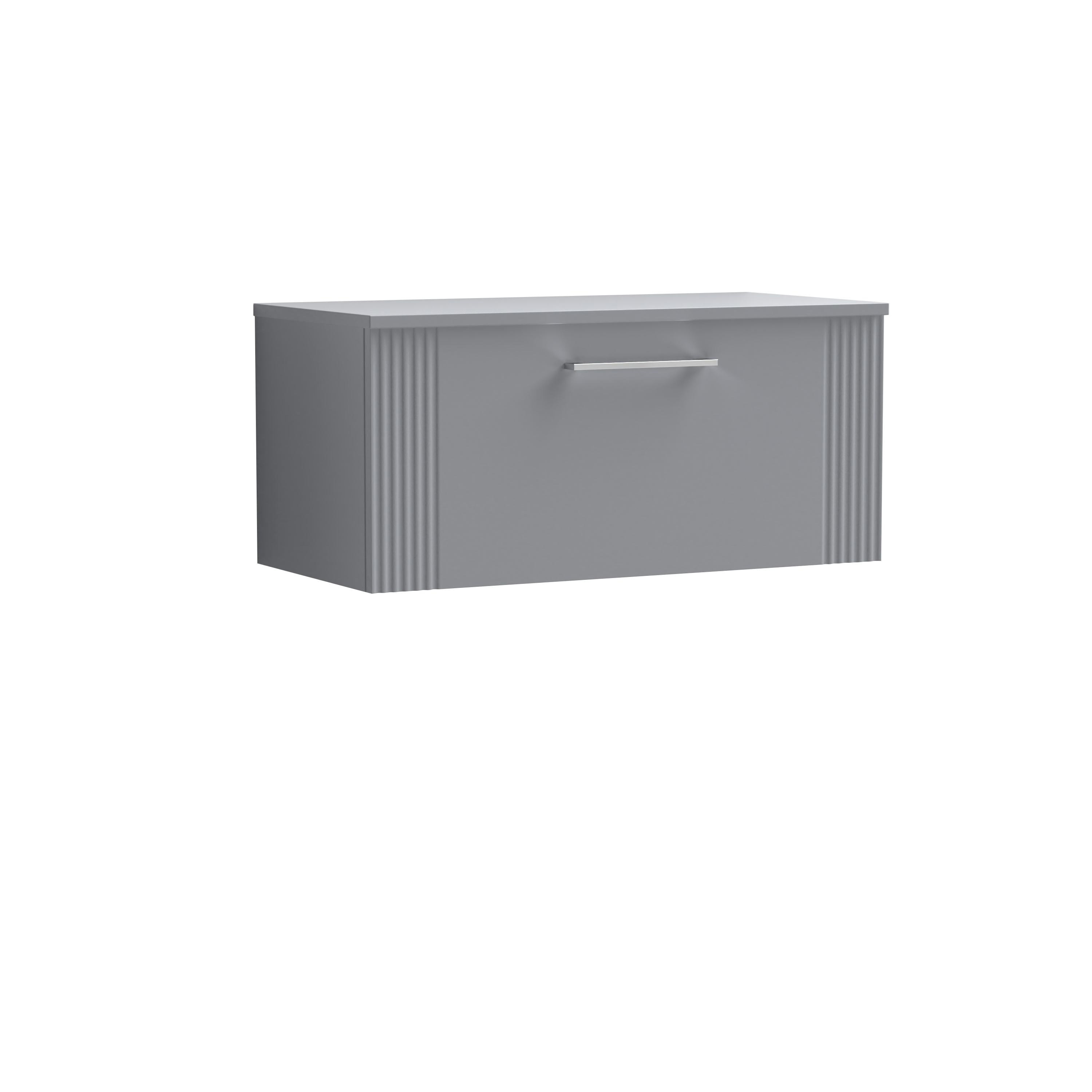 Nuie Deco Satin Grey 800mm Wall Hung Single Drawer Vanity Unit and Worktop DPF296W