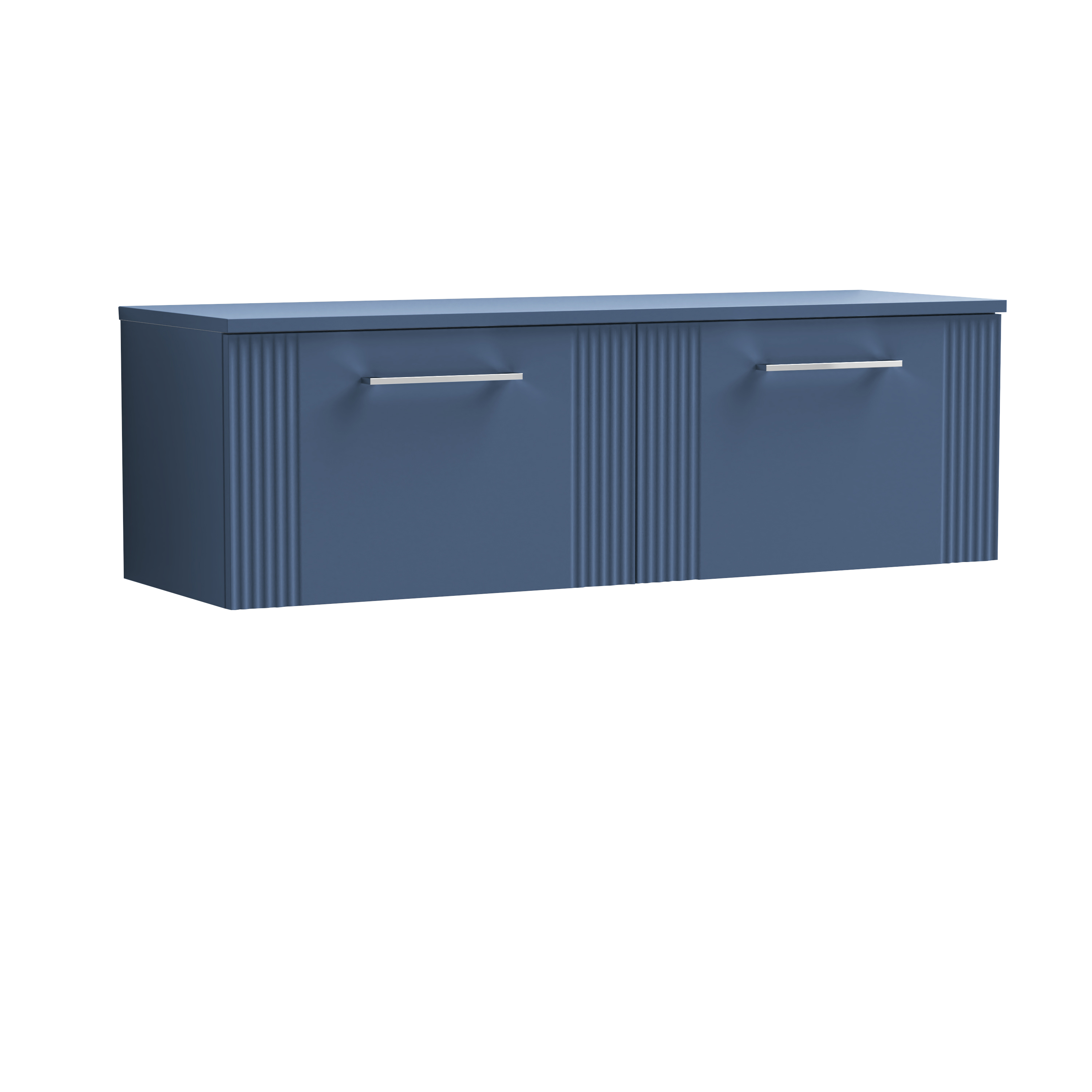 Nuie Deco Satin Blue 1200mm Wall Hung 2 Drawer Vanity Unit and Worktop DPF394W2