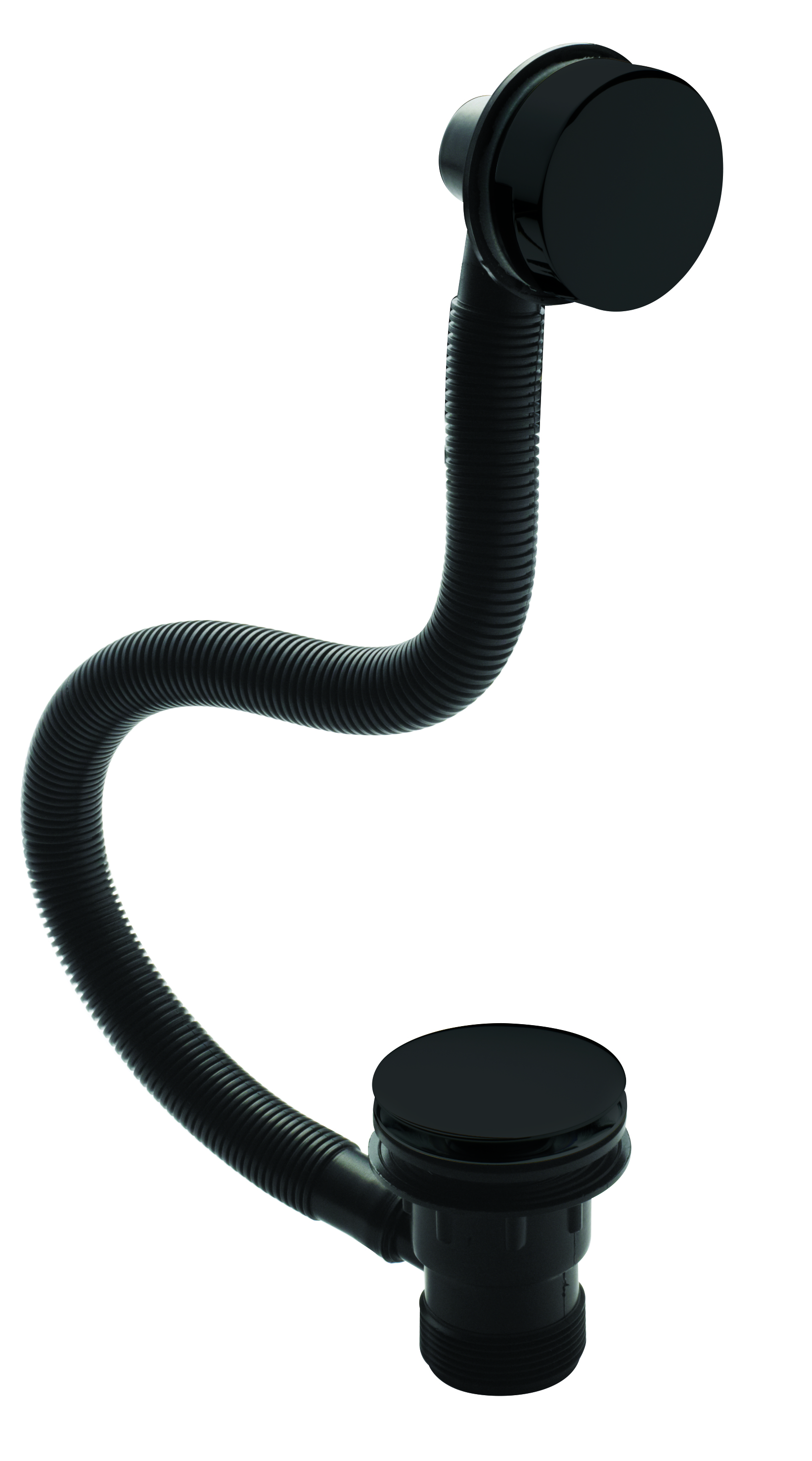 Nuie Matt Black Inset Bath Push Button Waste E427E