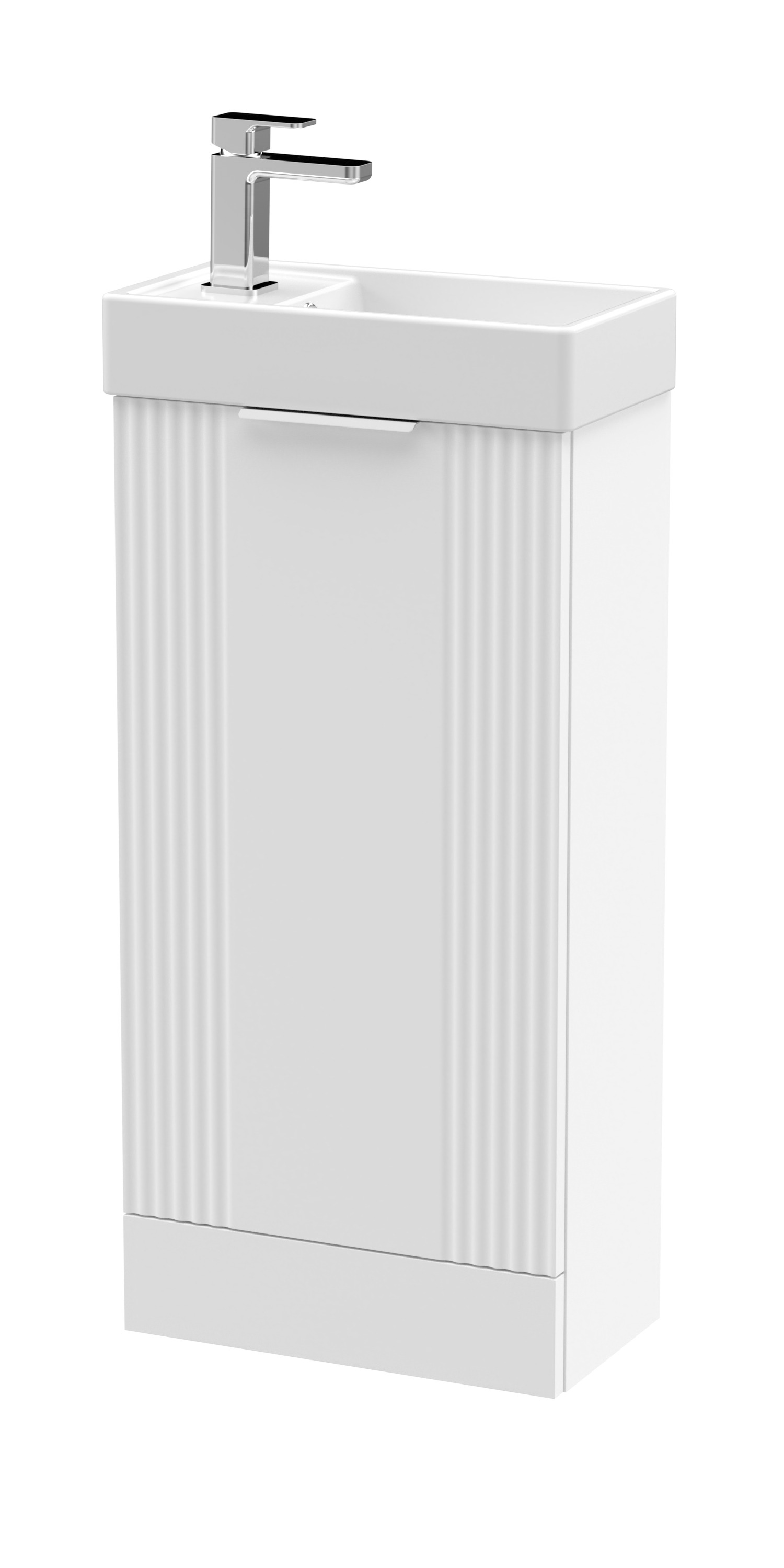Nuie Deco Compact Satin White 400mm Floor Standing Vanity Unit and Basin FLT120