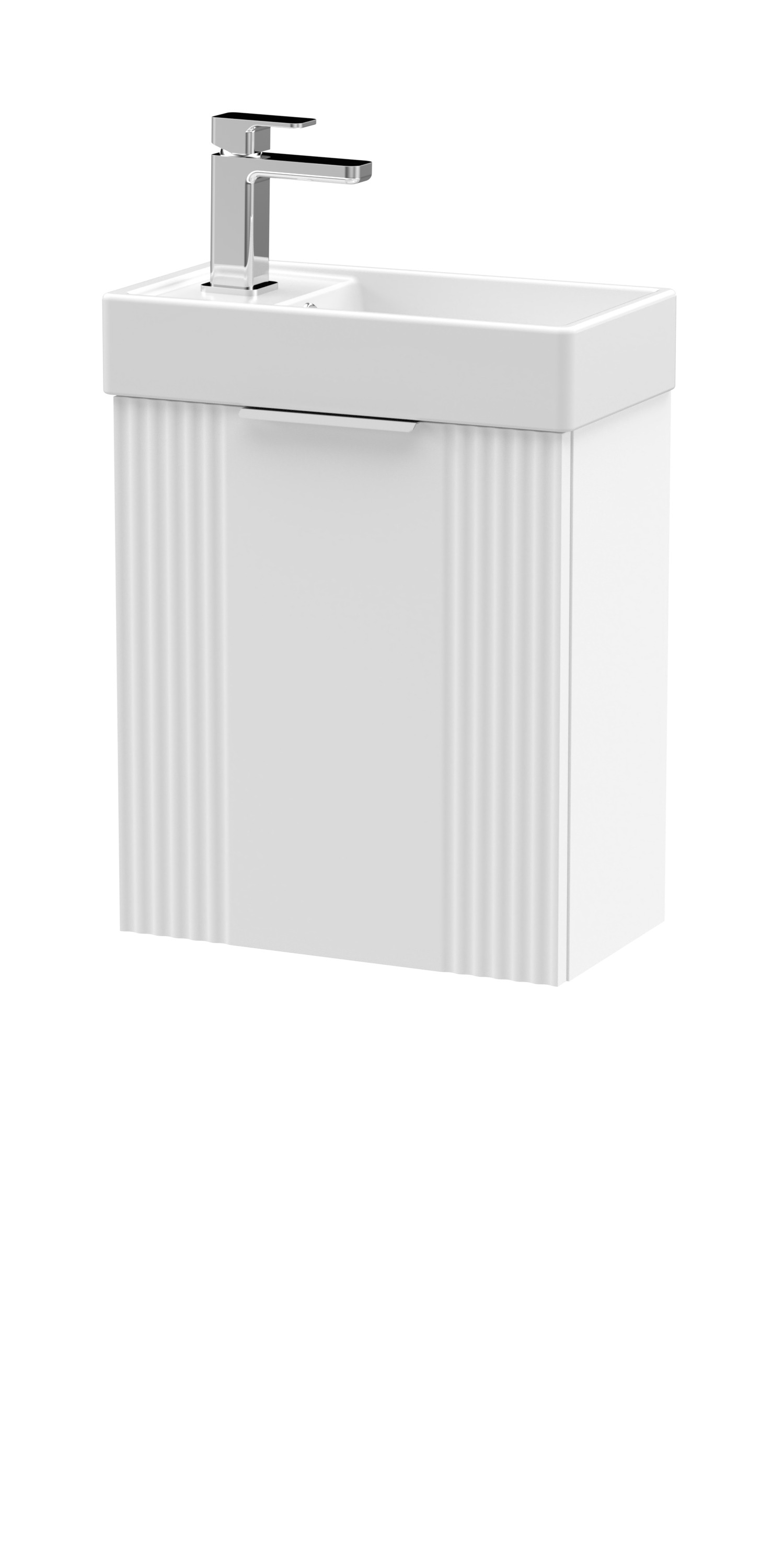 Nuie Deco Compact Satin White 400mm Wall Hung Vanity Unit and Basin FLT190