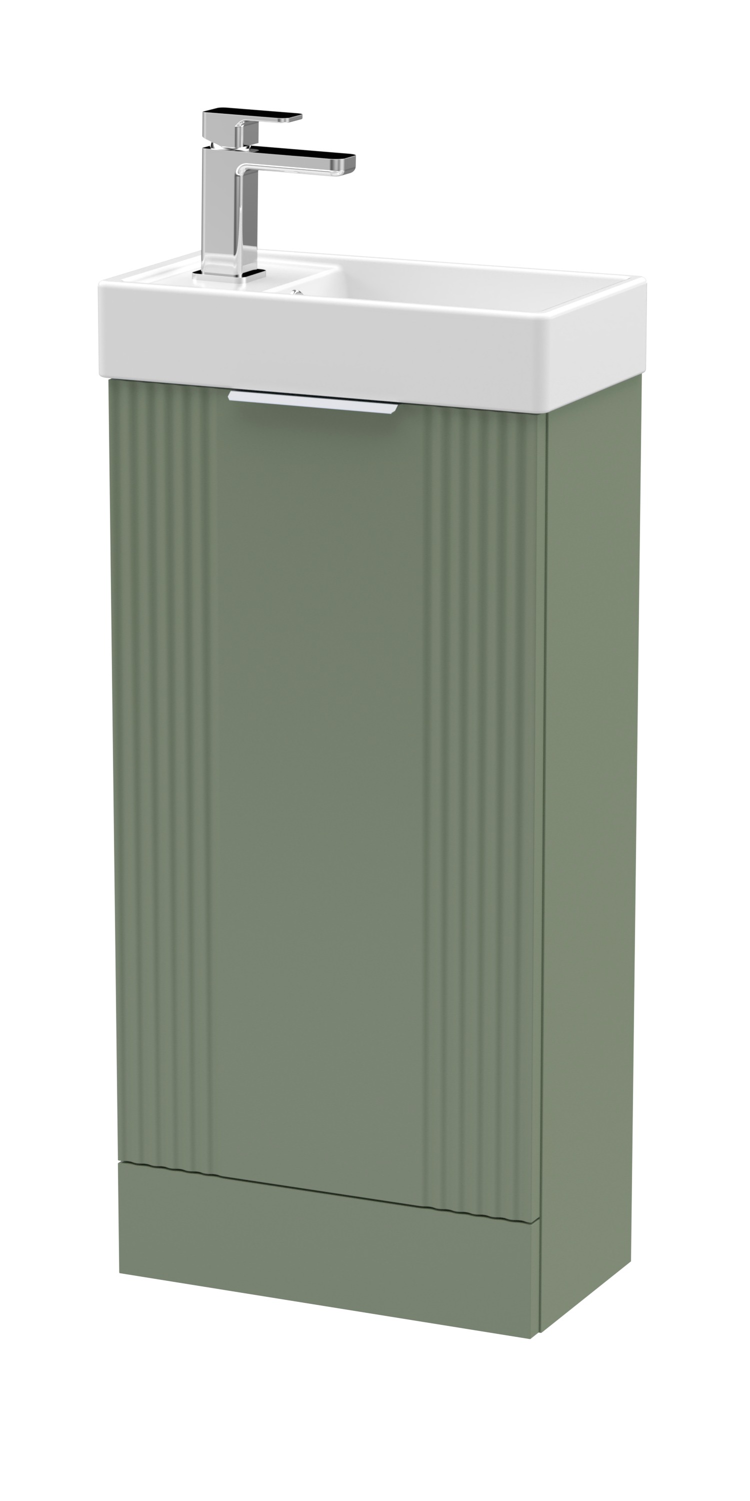 Nuie Deco Compact Satin Green 400mm Floor Standing Vanity Unit and Basin FLT820